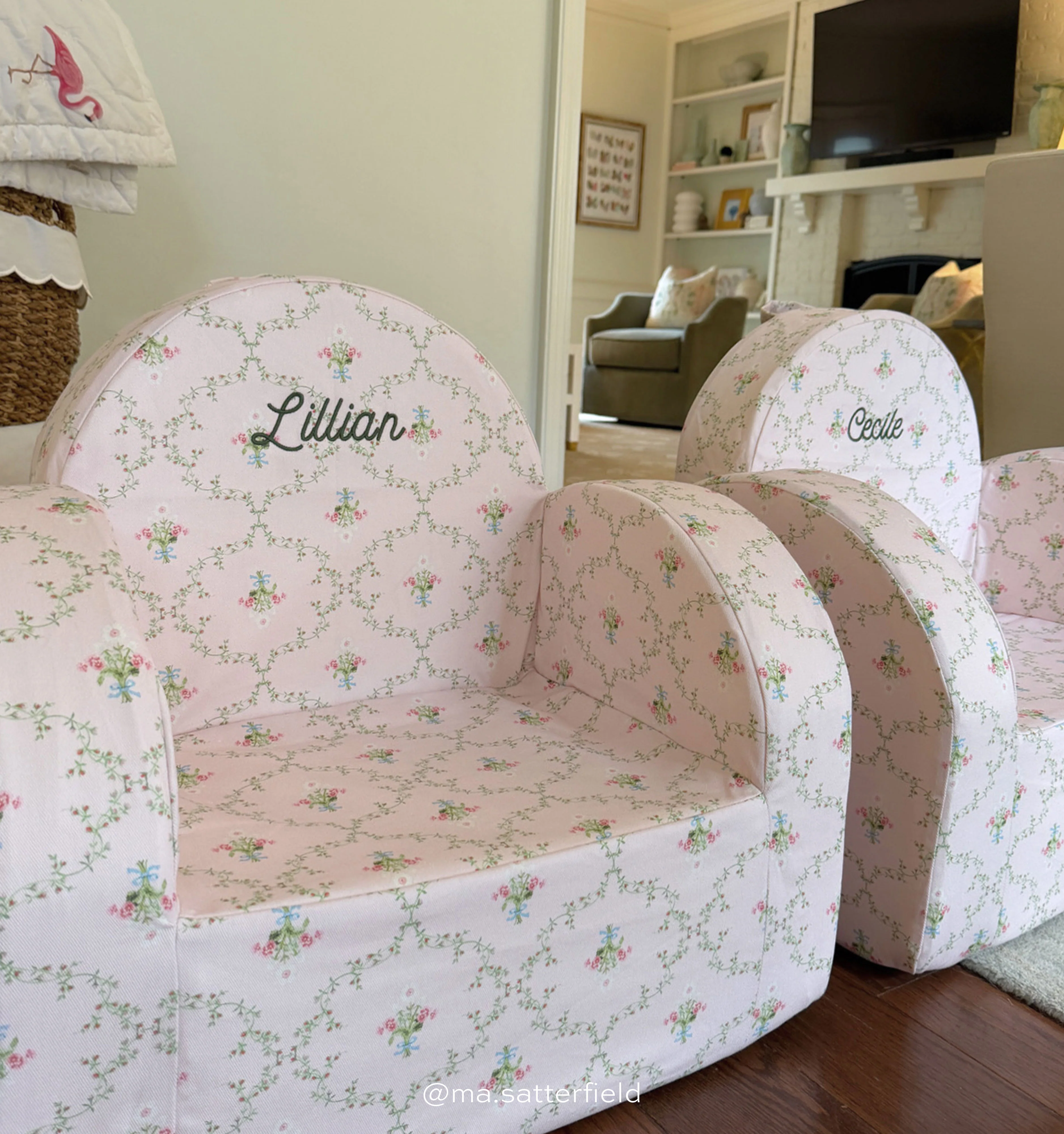 The Hill House x Nestig Hop Mini Chair - Pink Trellis - Image 5