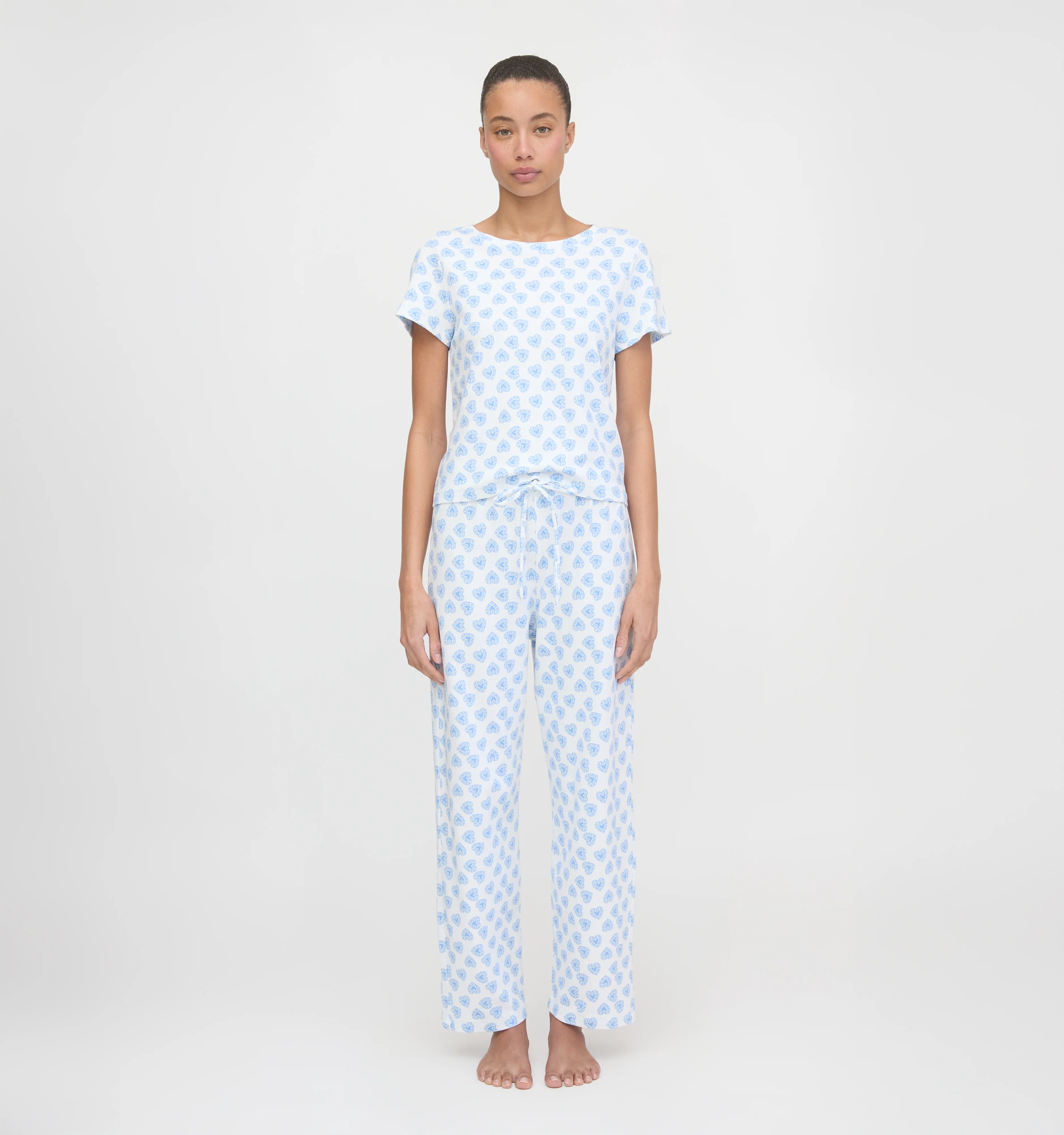 The Kelly Pajama Set - Blue Doily Heart - Image 2