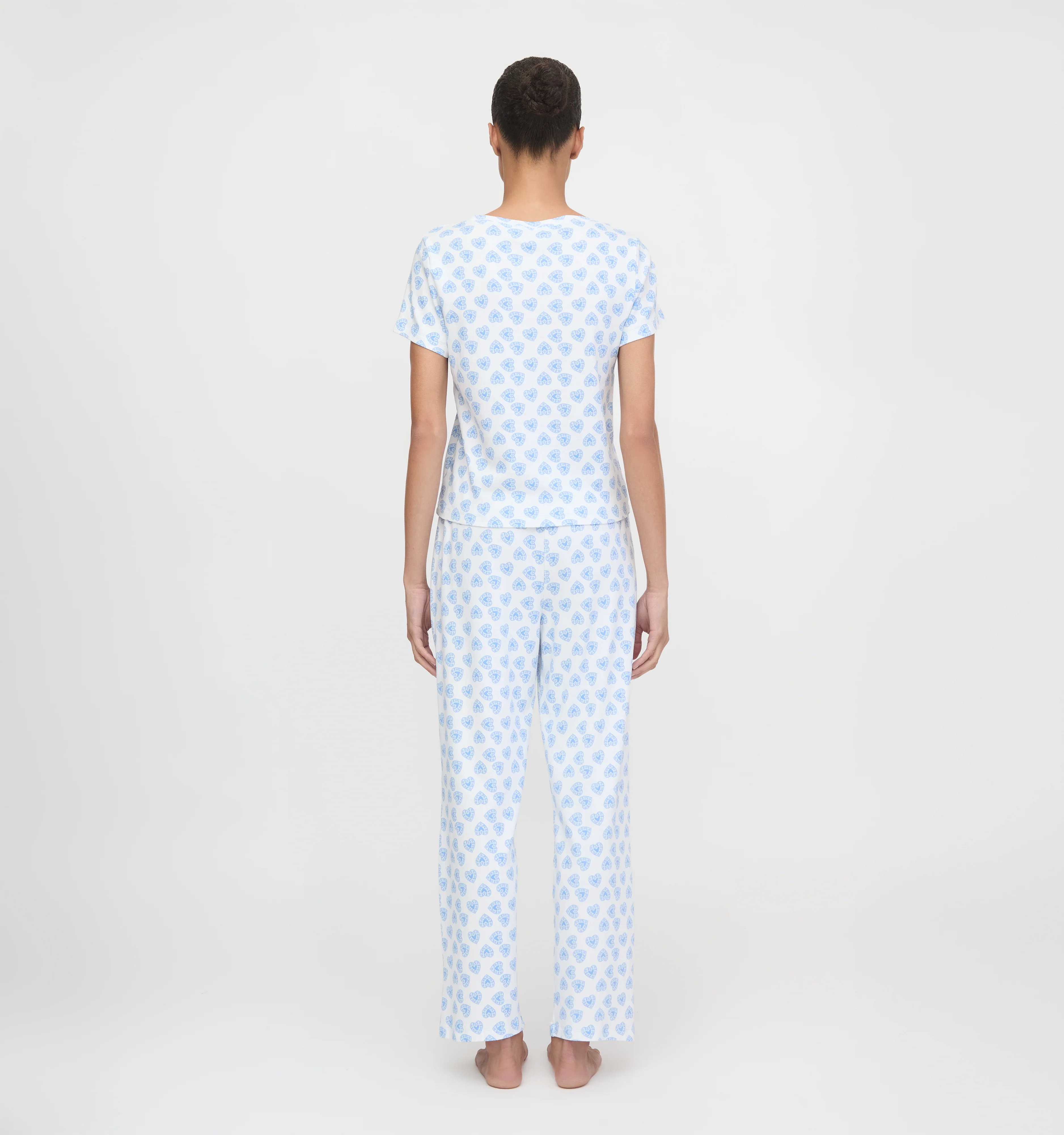 The Kelly Pajama Set - Blue Doily Heart - Image 3
