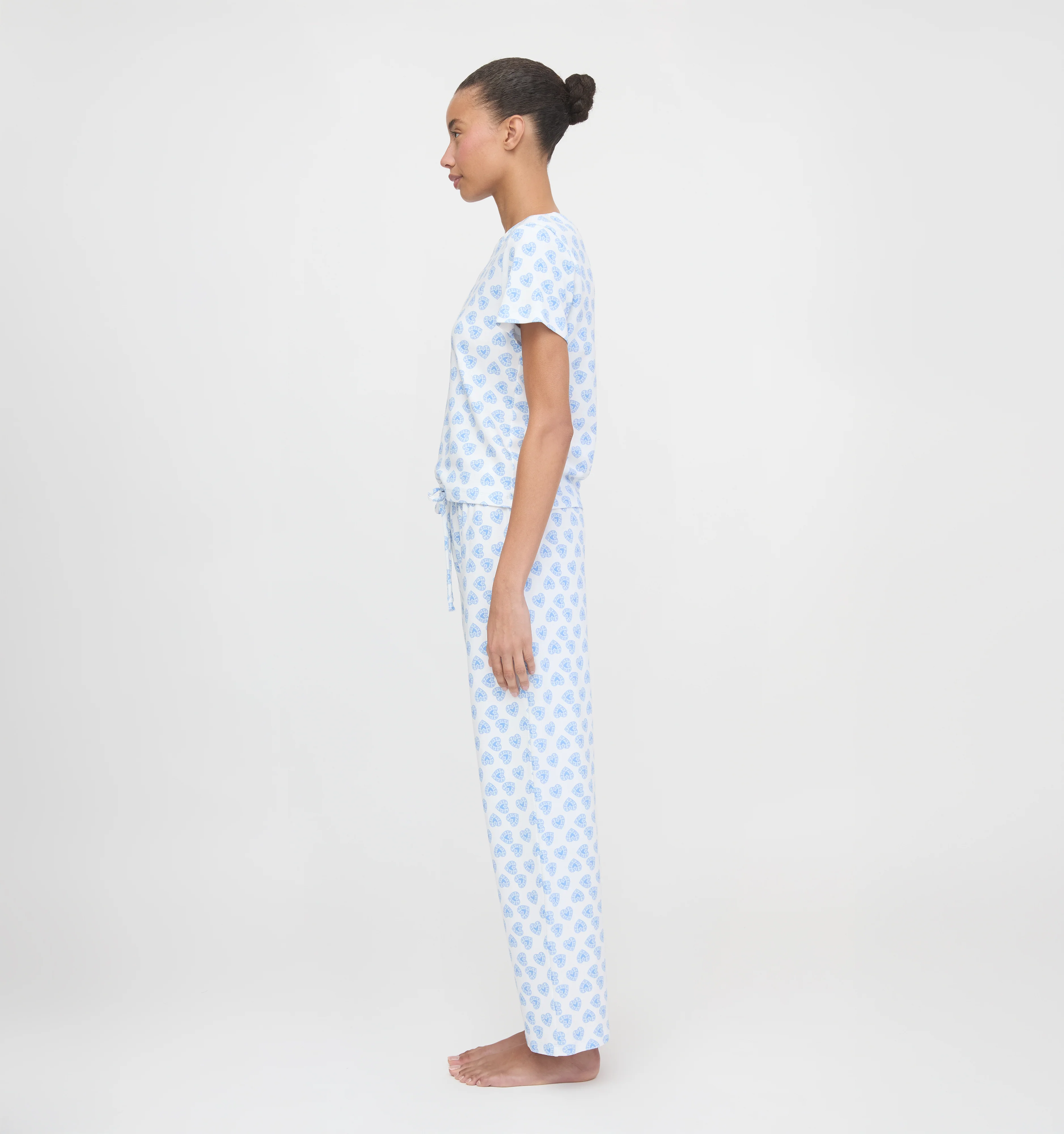 The Kelly Pajama Set - Blue Doily Heart - Image 4