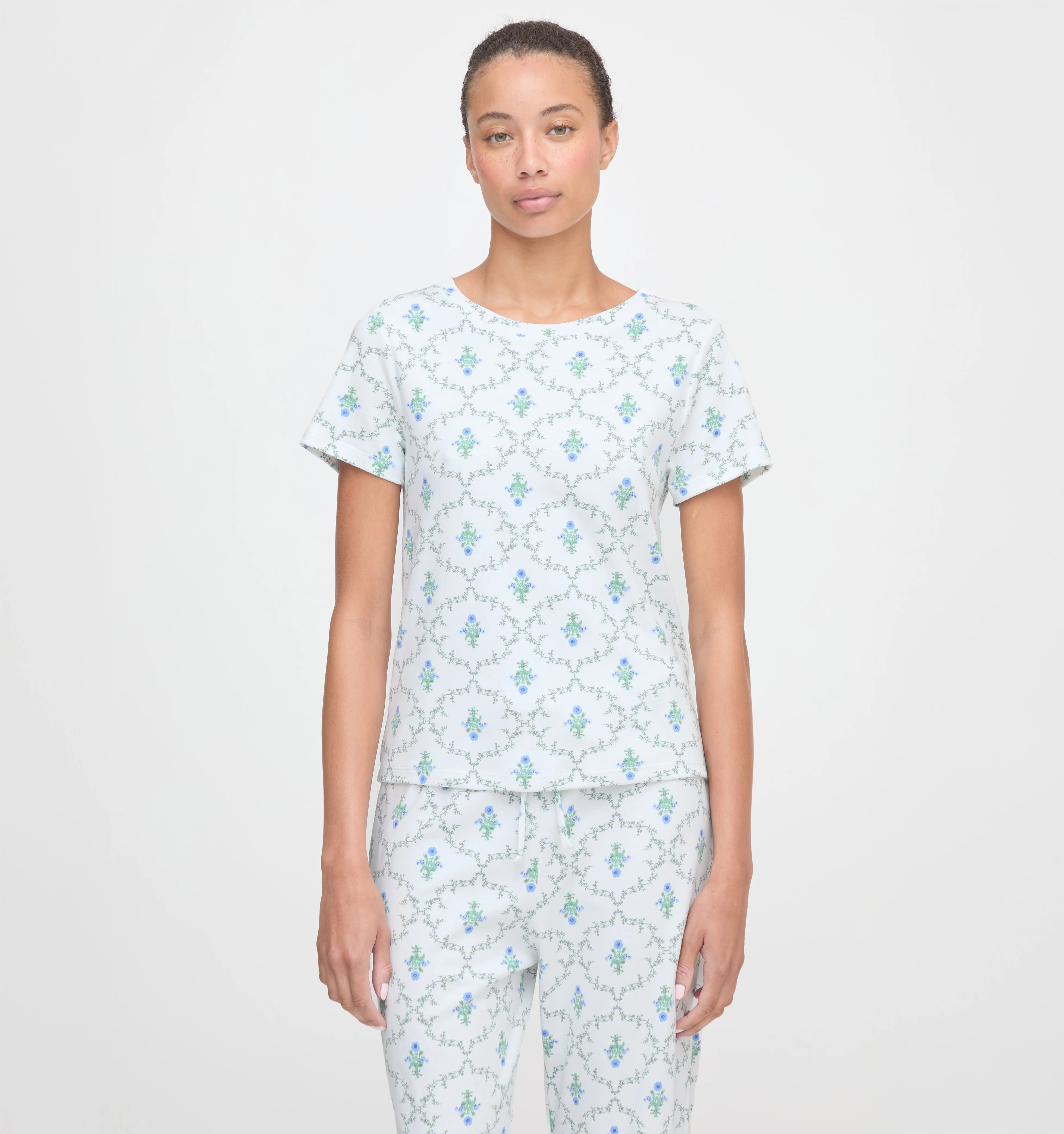 The Kelly Pajama Set - Green Trellis - Image 2