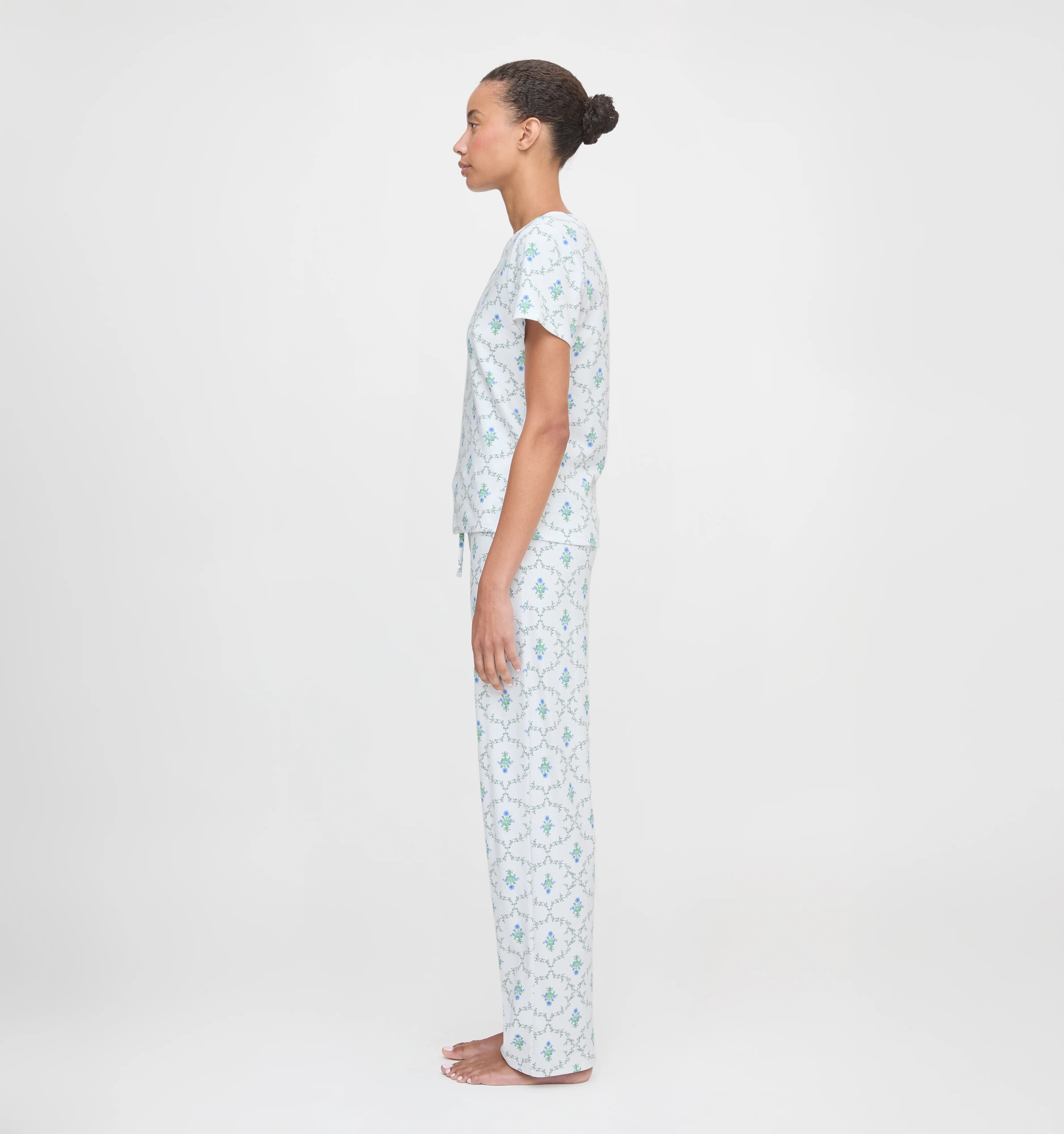 The Kelly Pajama Set - Green Trellis - Image 4