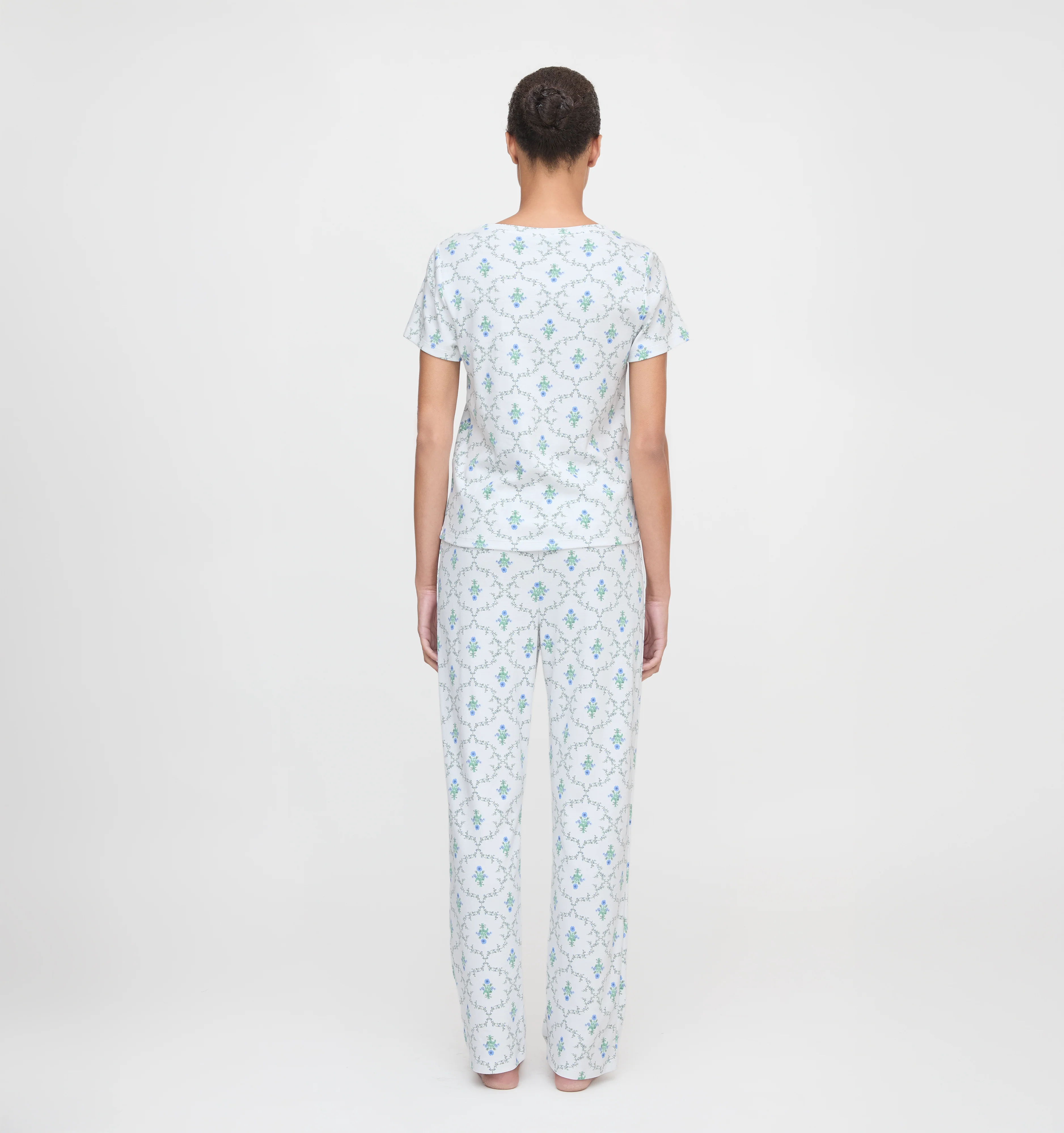 The Kelly Pajama Set - Green Trellis - Image 5