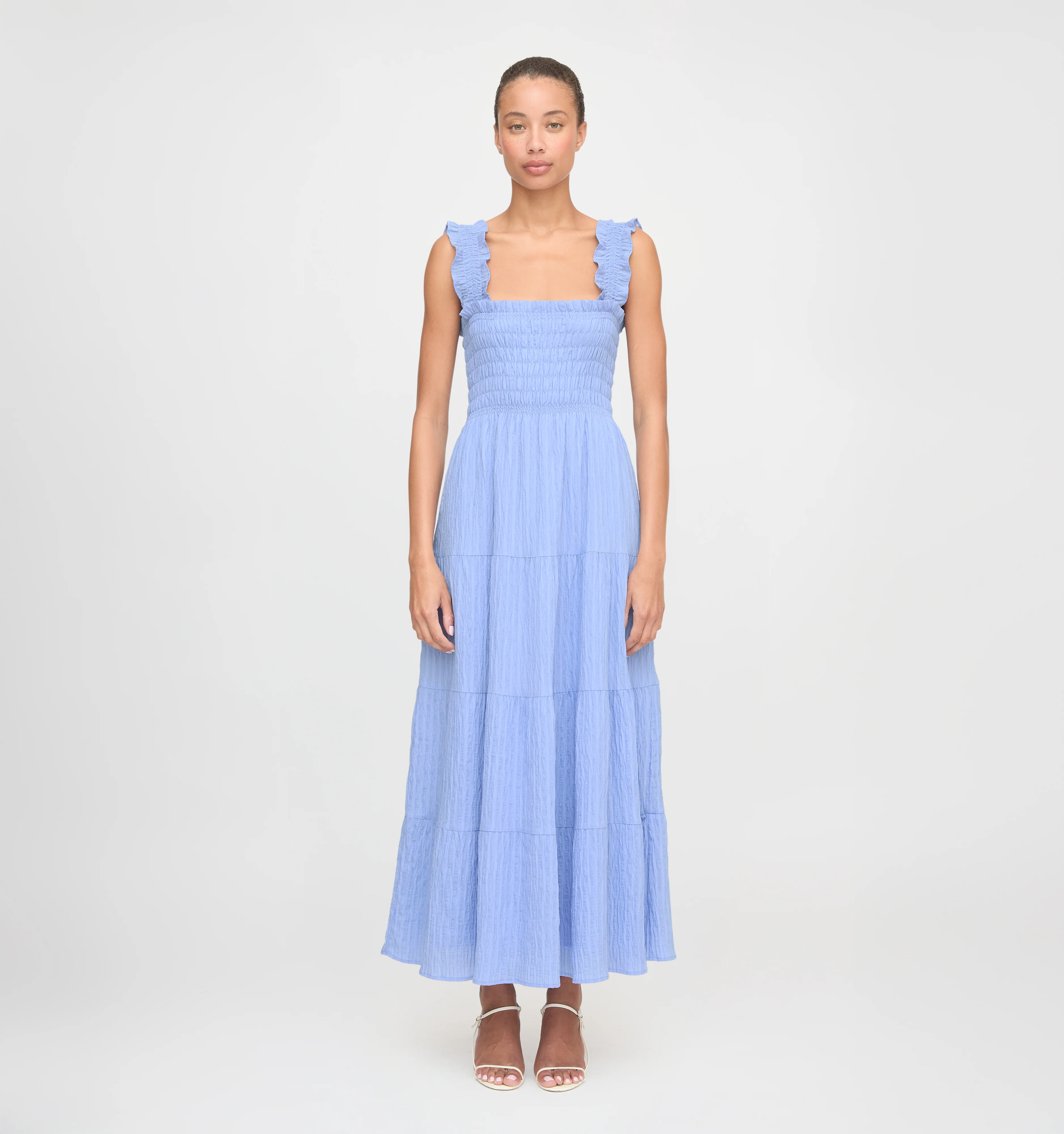 The Kimmy Nap Dress - Bluebird Tonal Seersucker - Image 4