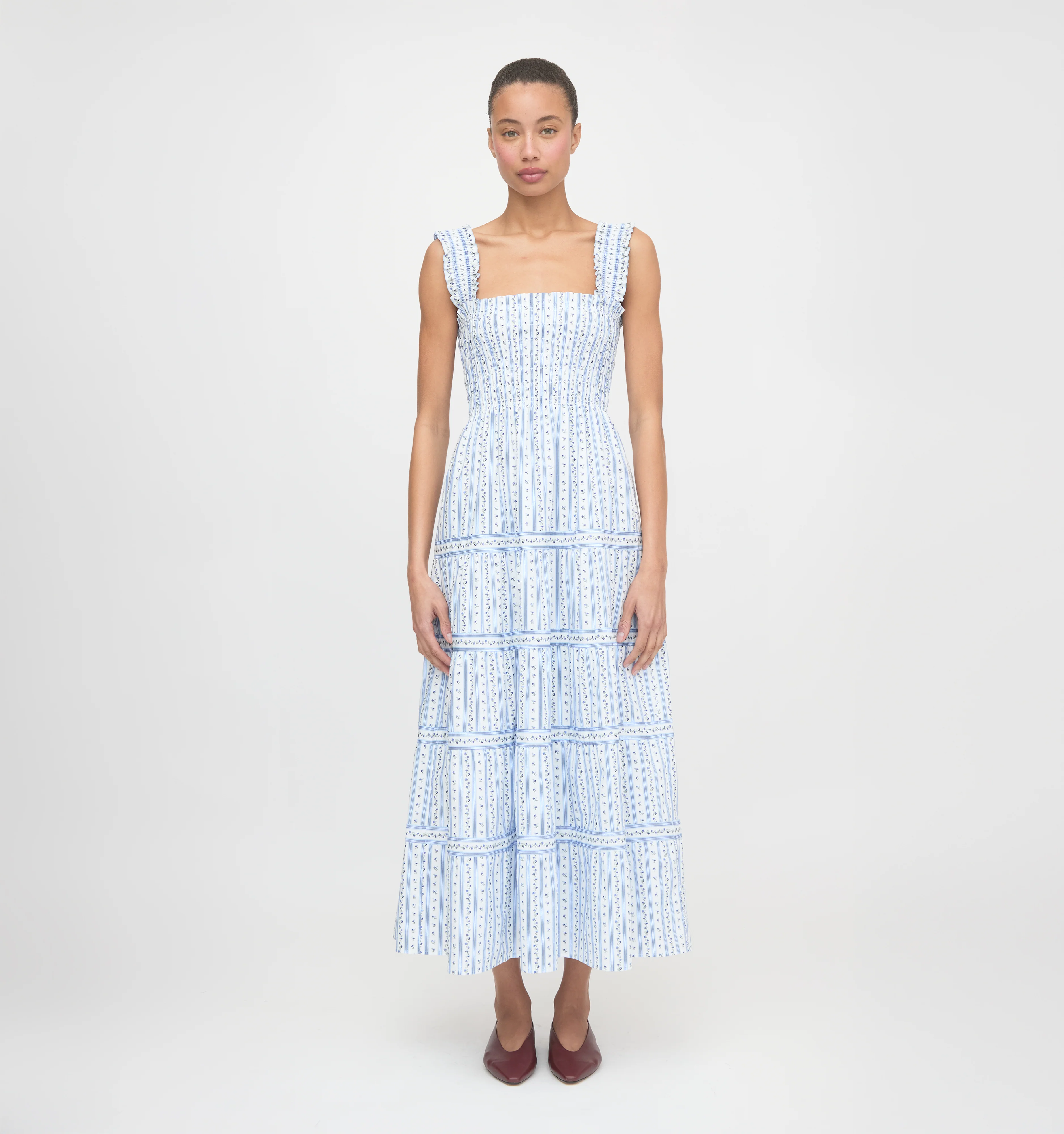 The Kimmy Nap Dress - Blue Petal Stripe