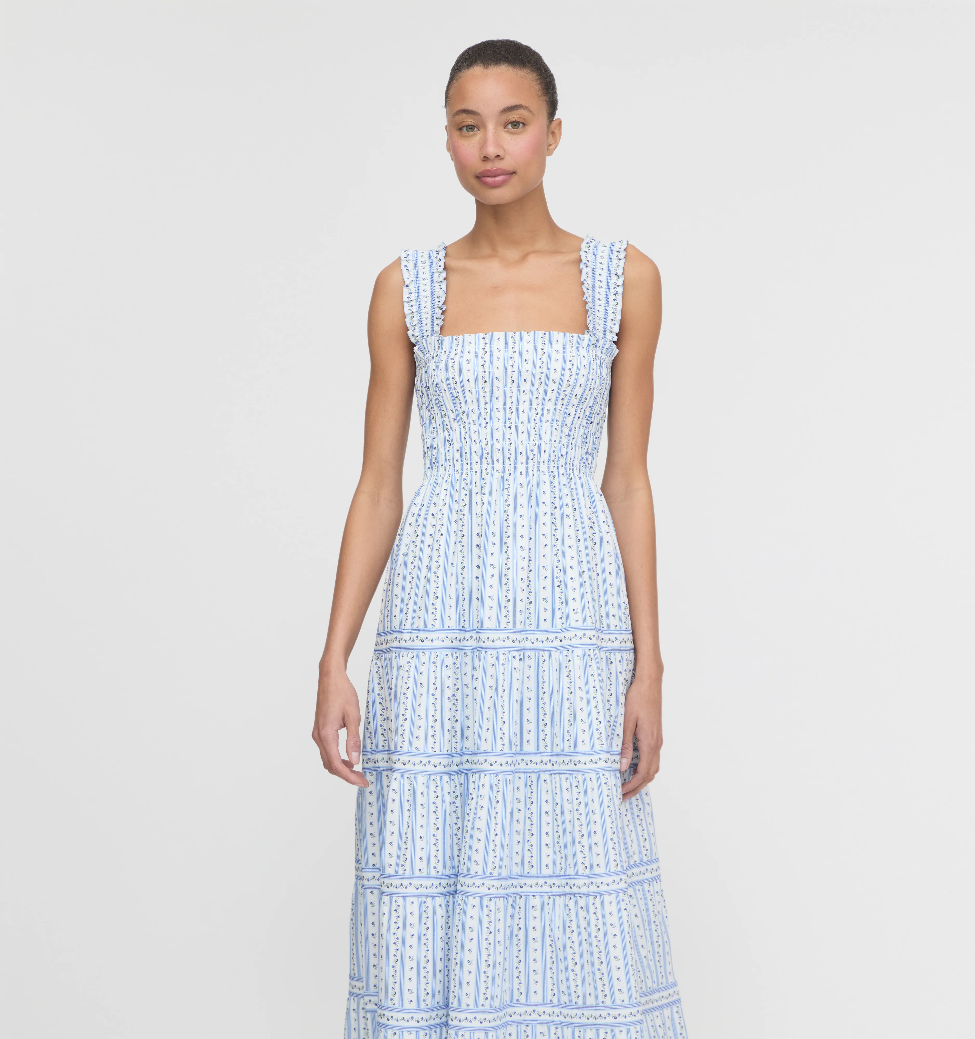 The Kimmy Nap Dress - Blue Petal Stripe - Image 2