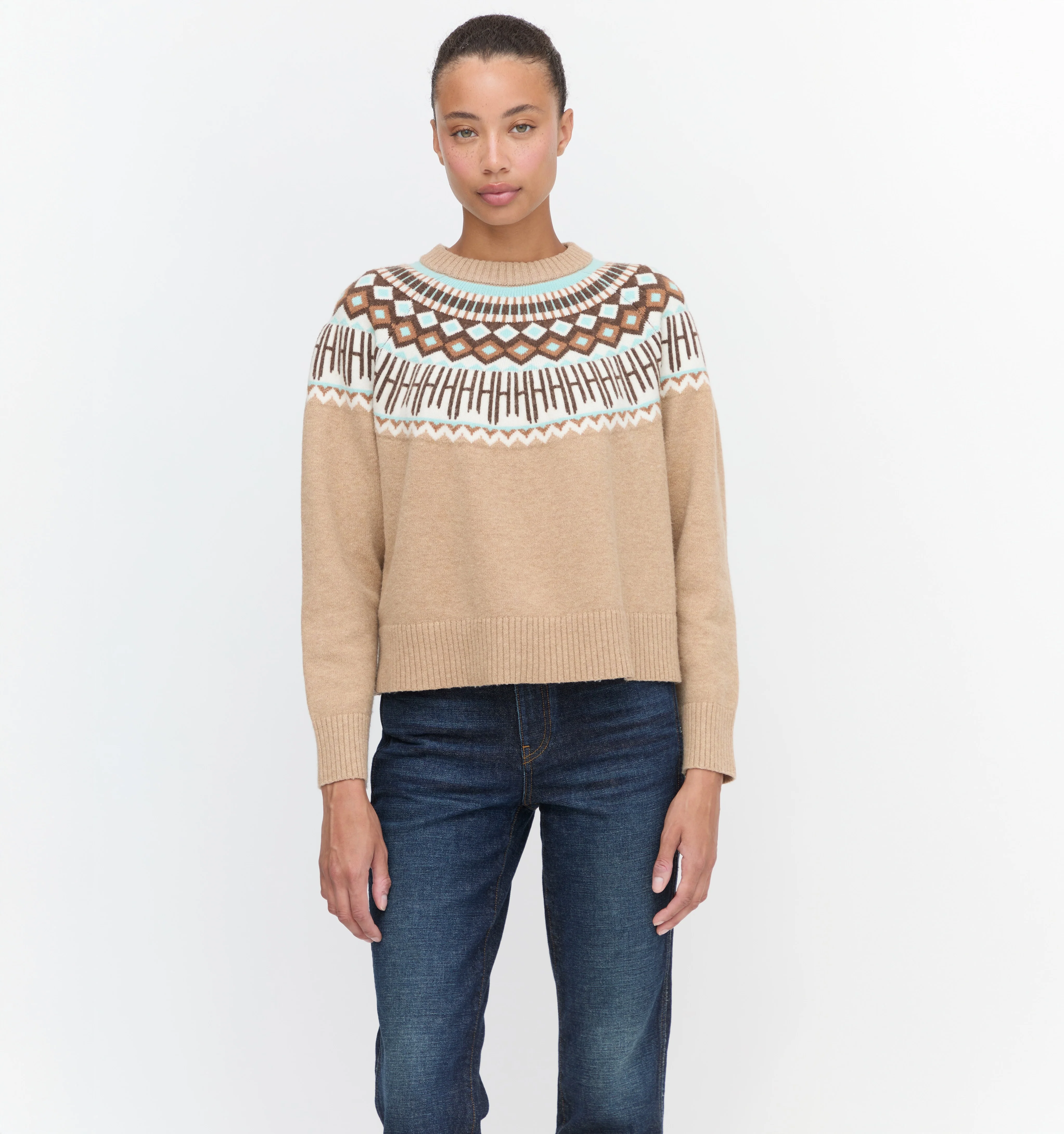 The Klaire Sweater - Camel Fair Isle