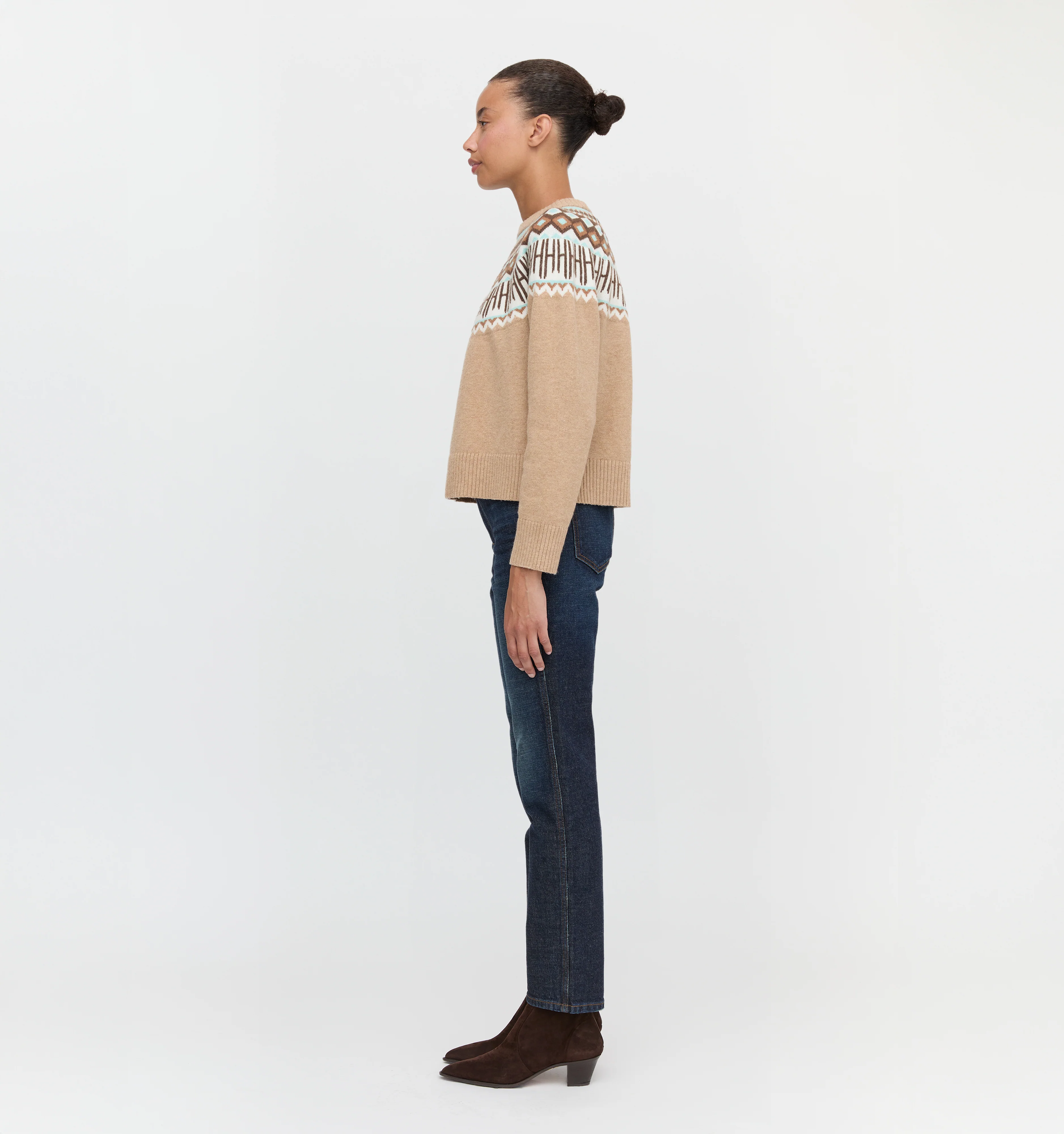 The Klaire Sweater - Camel Fair Isle - Image 3