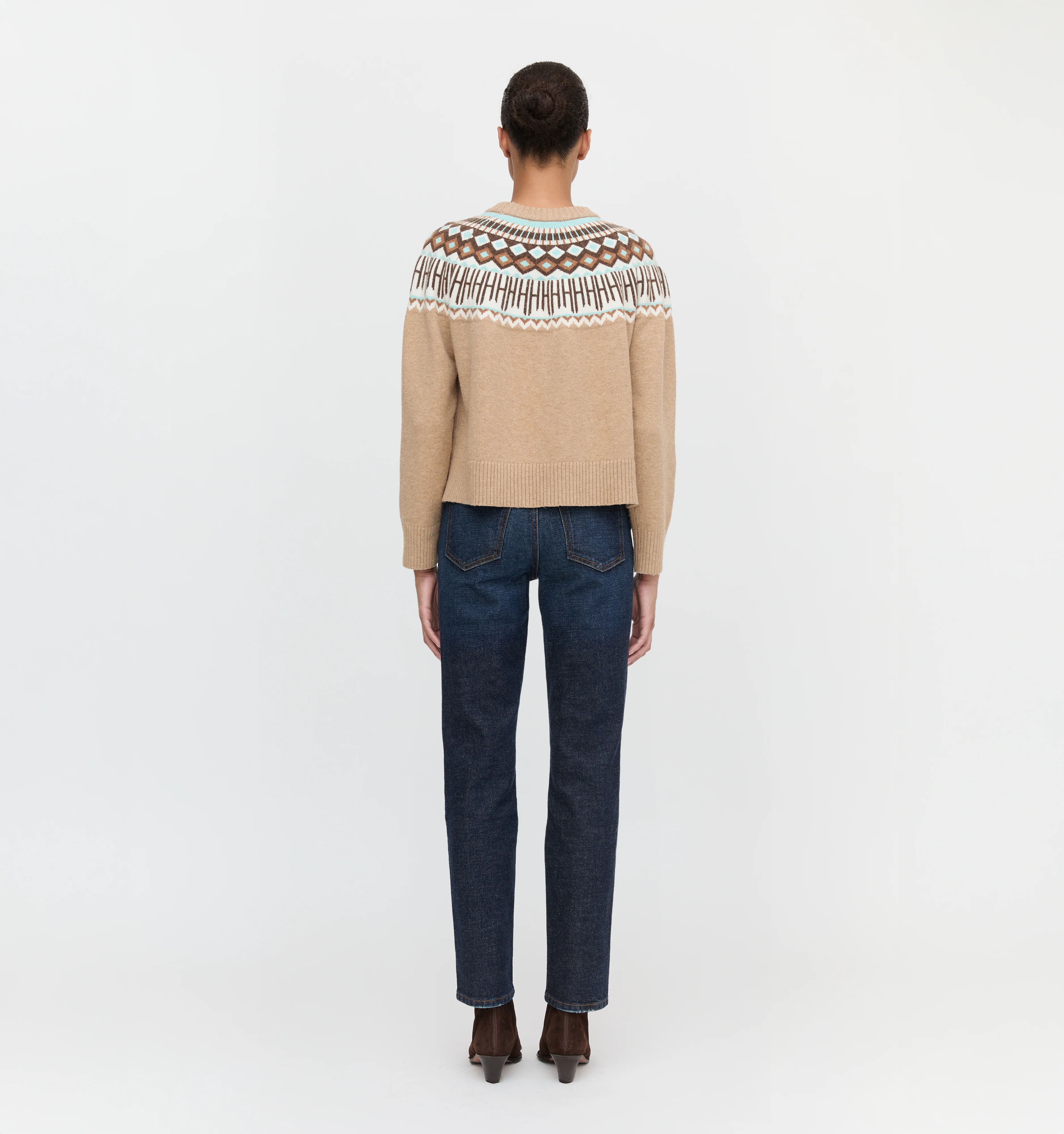 The Klaire Sweater - Camel Fair Isle - Image 4