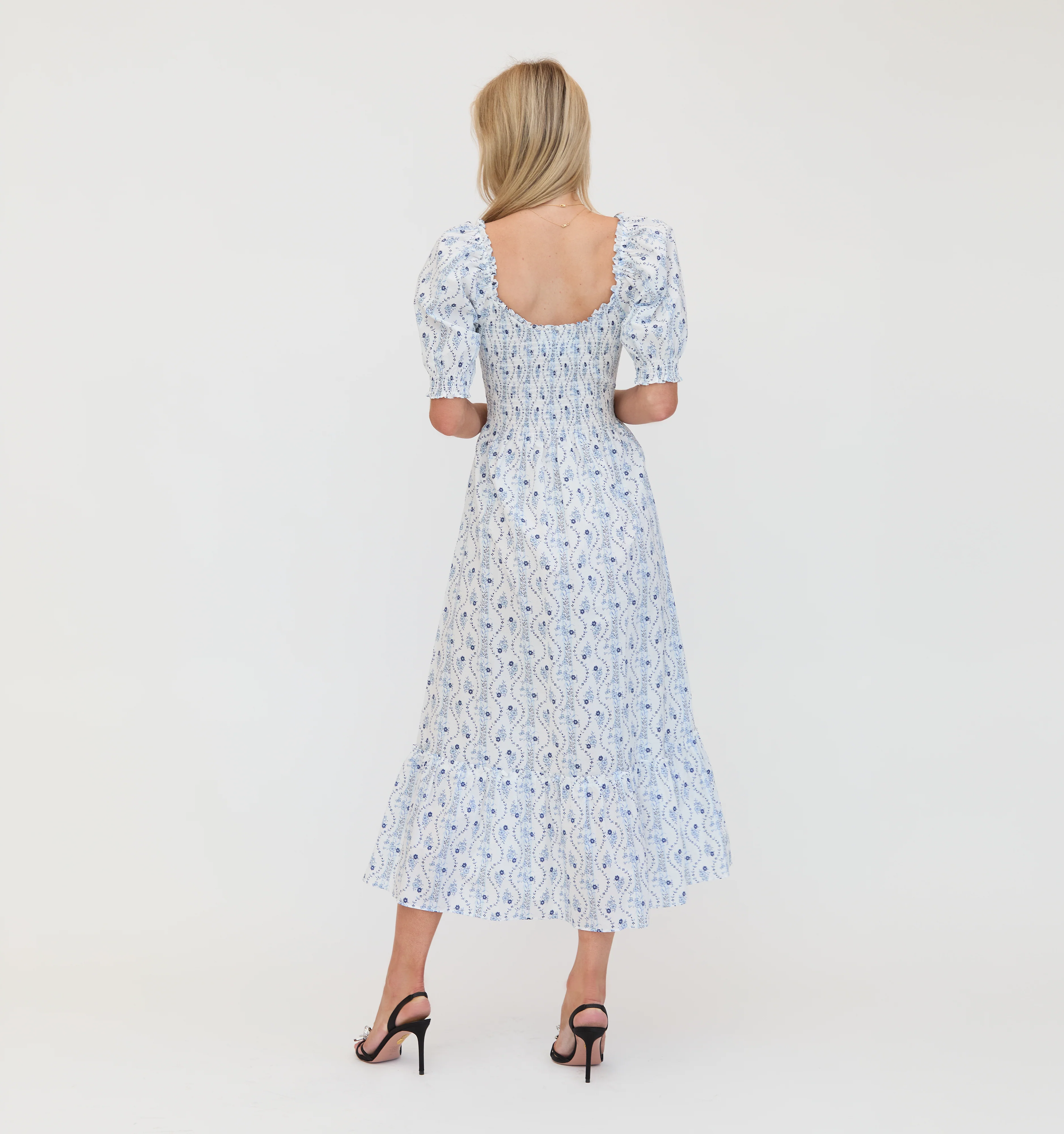 The Louisa Nap Dress - Blue Vine Stripe - Image 3