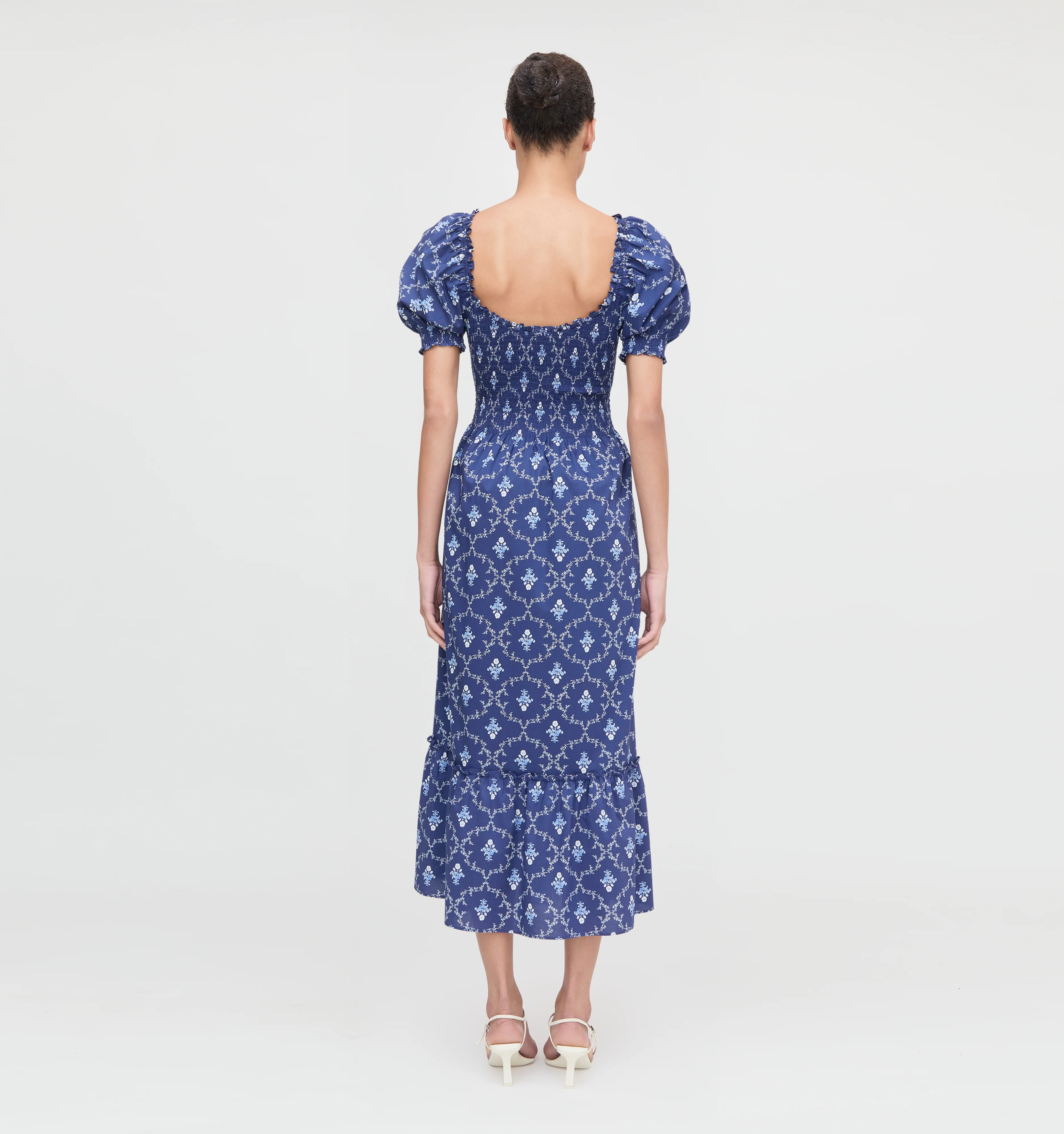 The Louisa Nap Dress - Navy Trellis - Image 3