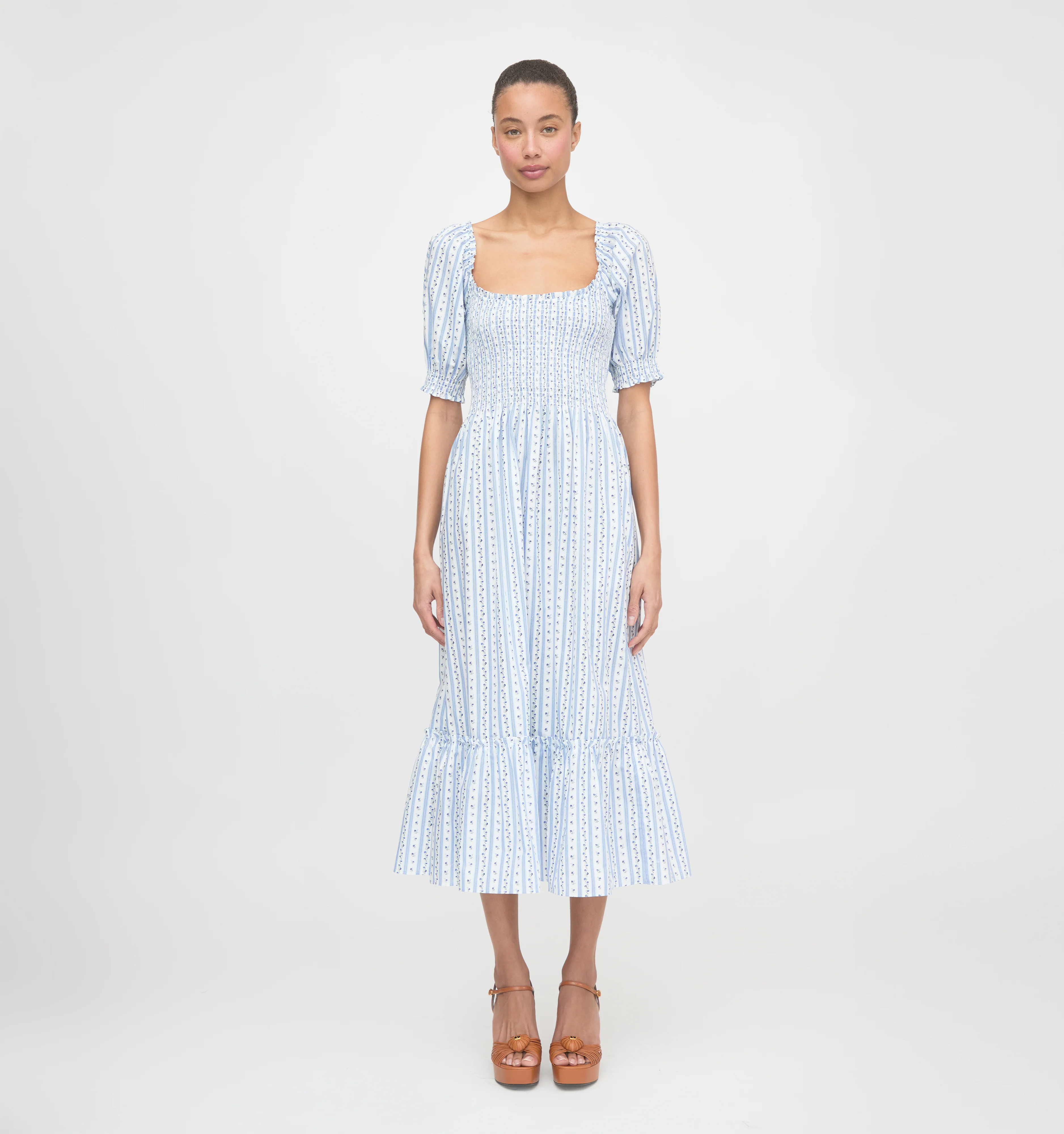 The Louisa Nap Dress - Blue Petal Stripe