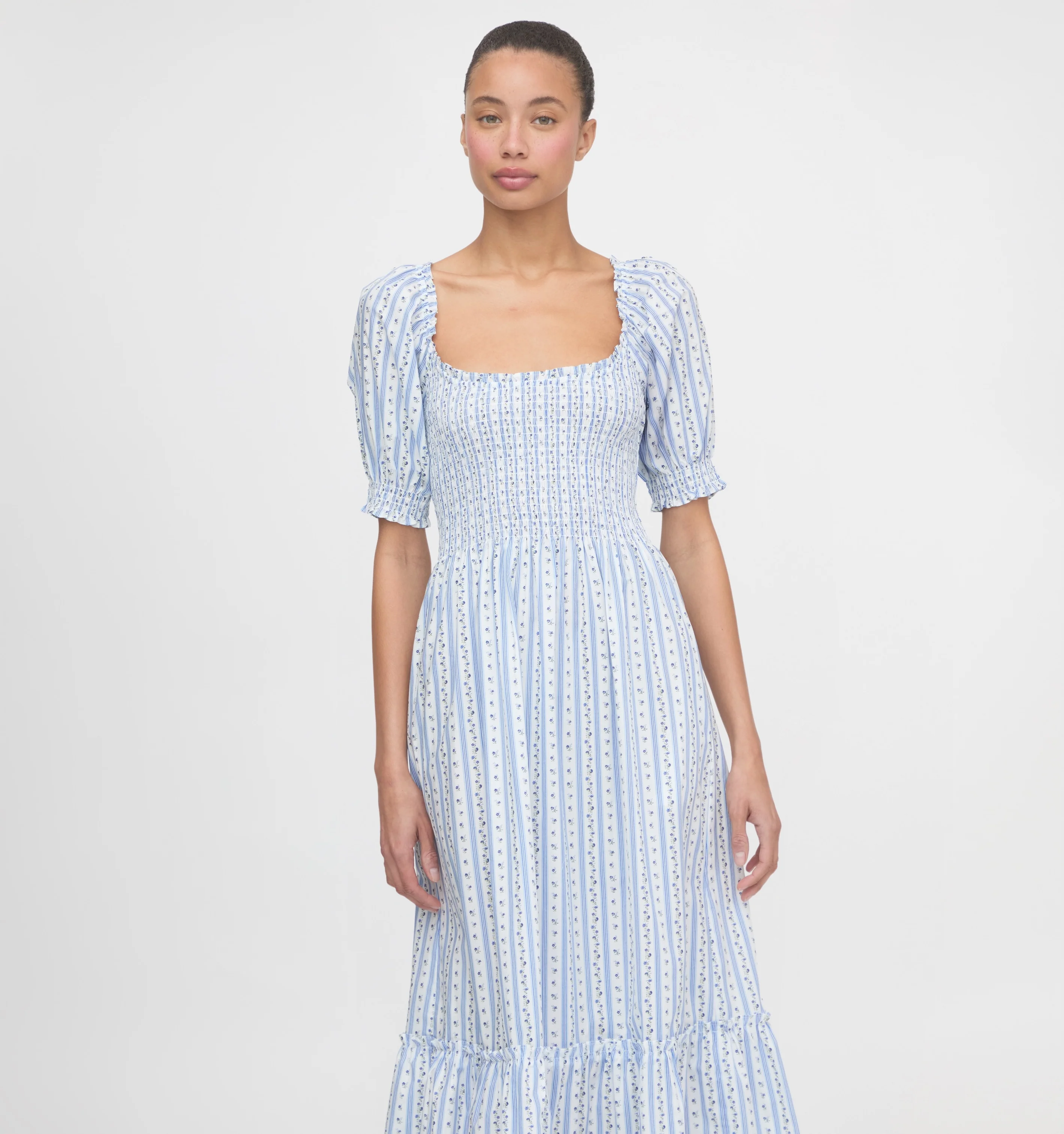 The Louisa Nap Dress - Blue Petal Stripe - Image 2