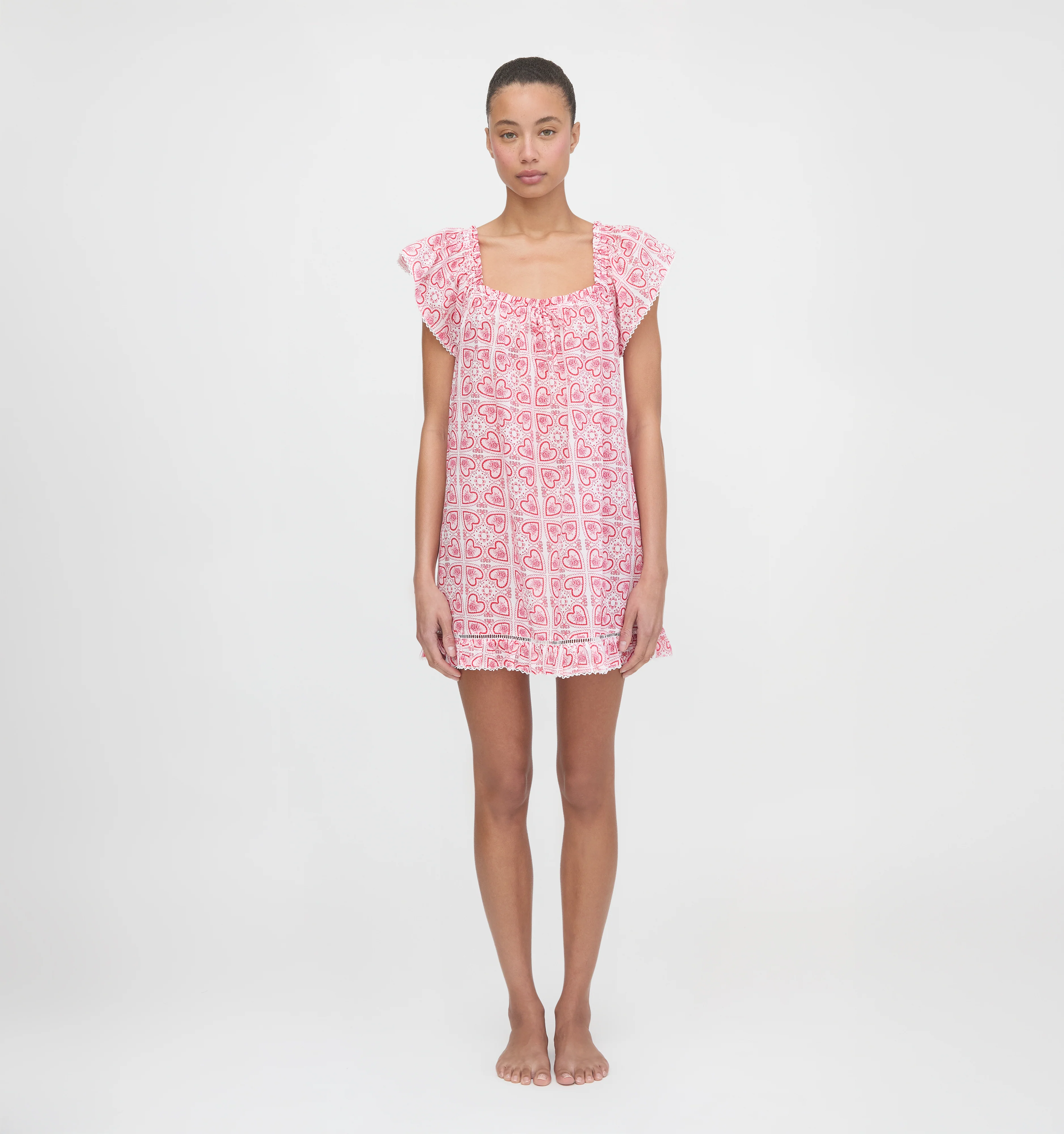 The Lucinda Nightgown - White Patchwork Doily Heart