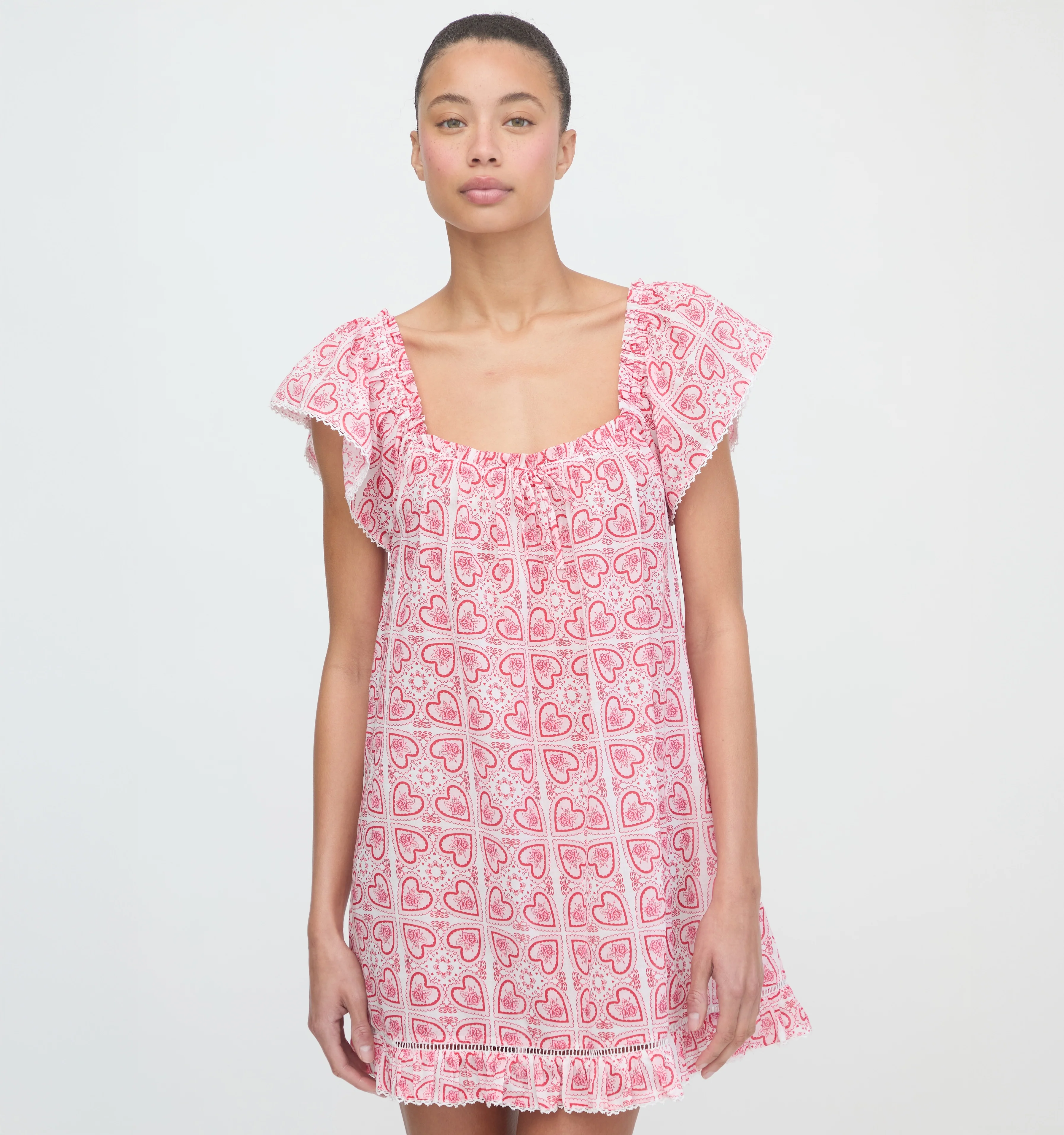 The Lucinda Nightgown - White Patchwork Doily Heart - Image 3