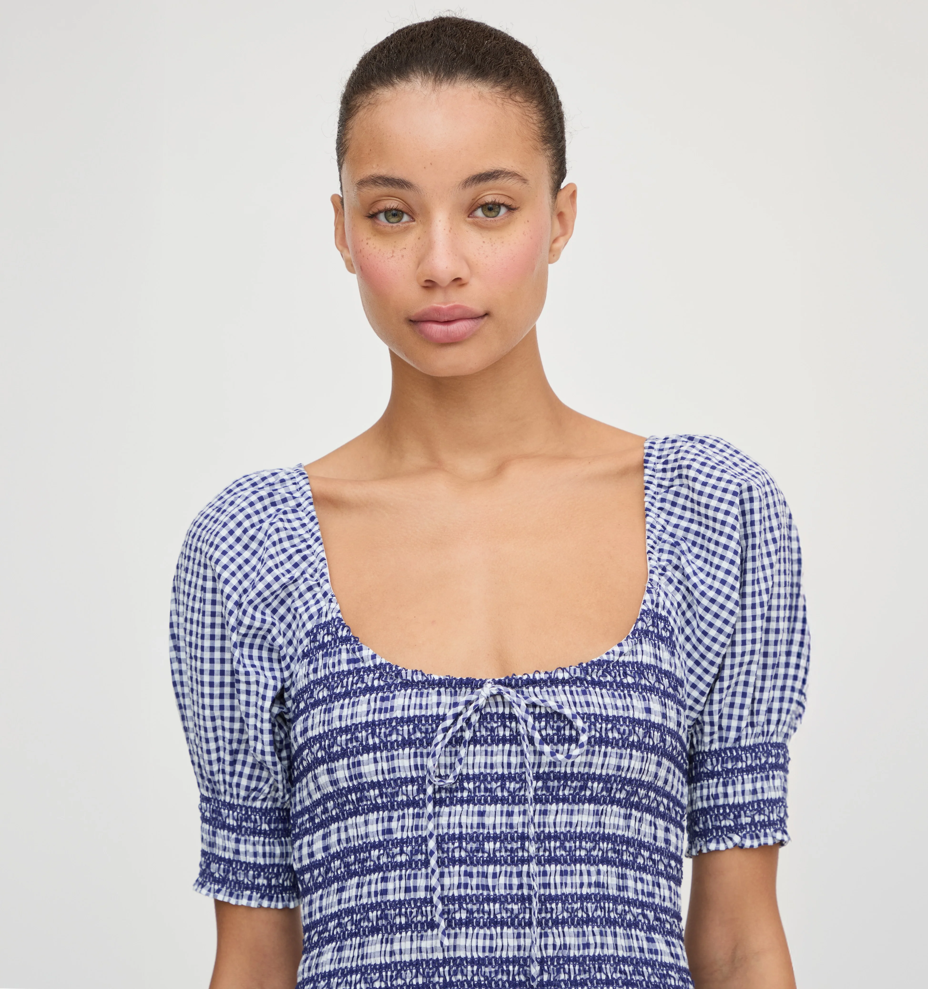 The Madeline Nap Dress - Navy Gingham - Image 3
