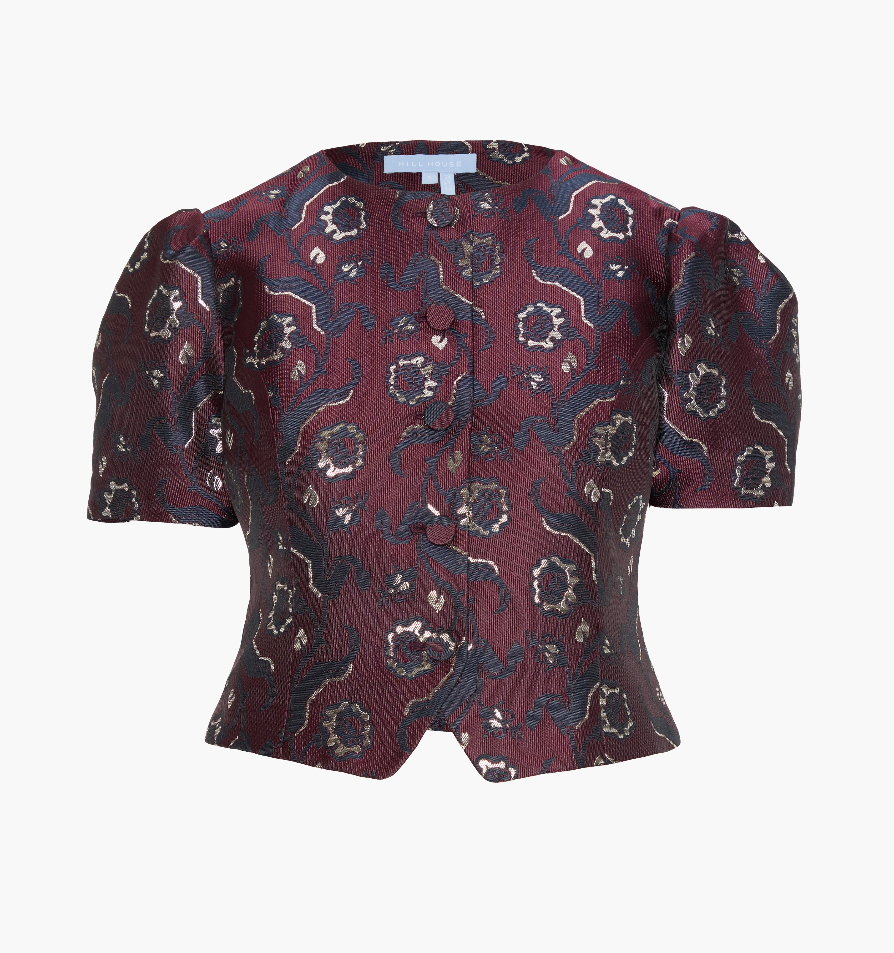 The Mallorie Top - Burgundy Baroque Jacquard - Image 7