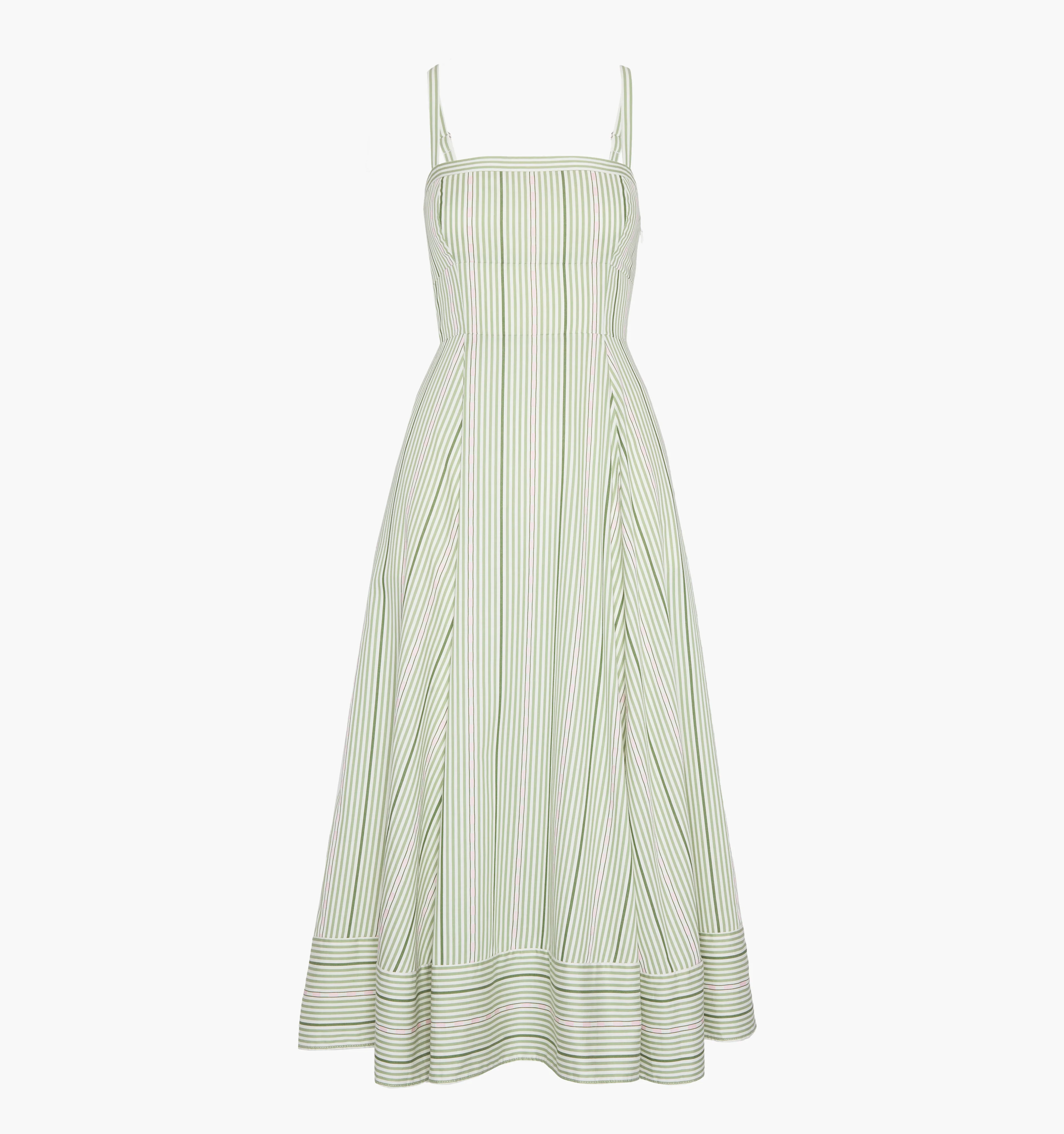 The Margot Dress - Green Jacquard Stripe - Image 5