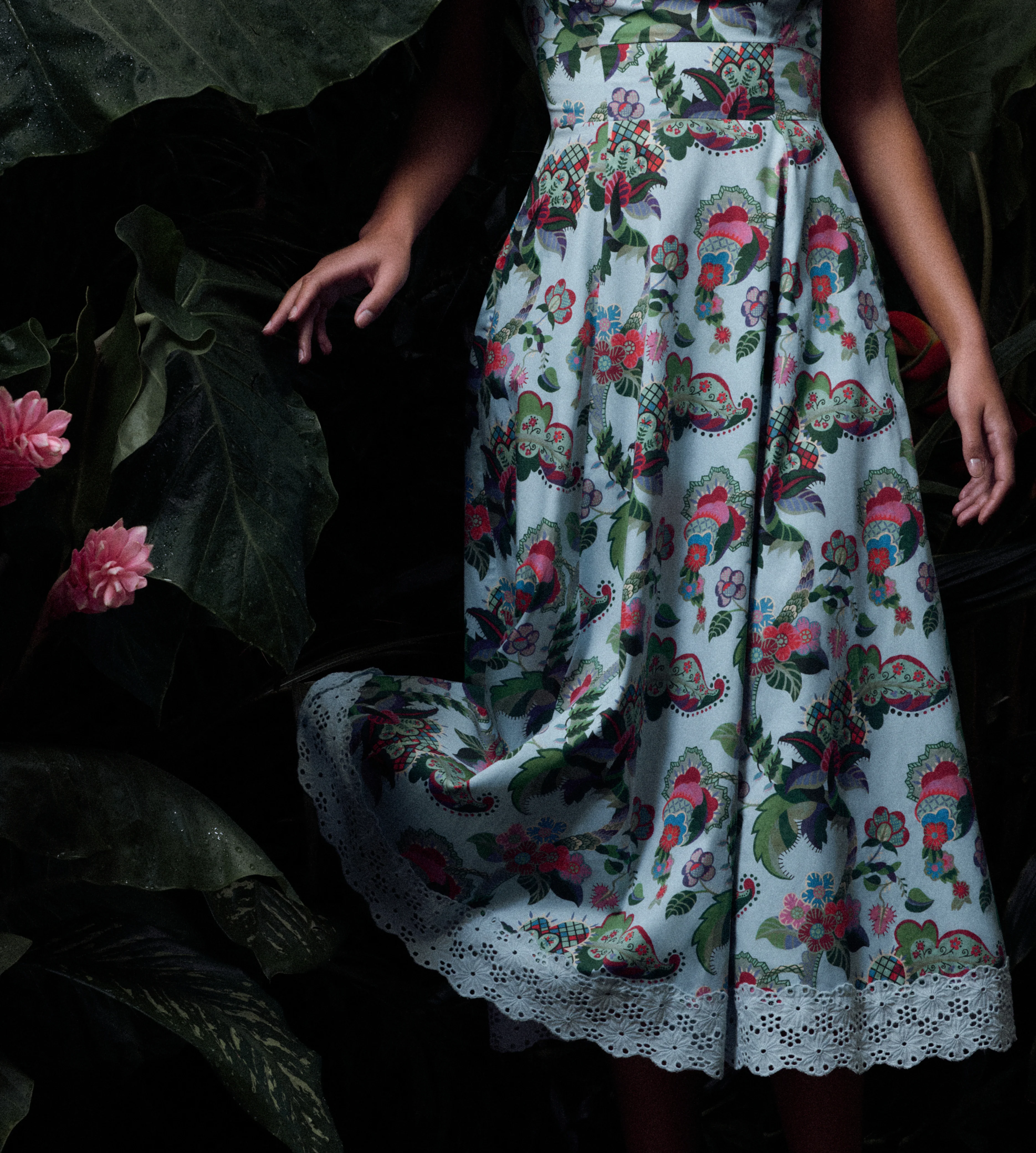 The Margot Dress - Light Blue Jungle Floral - Image 3