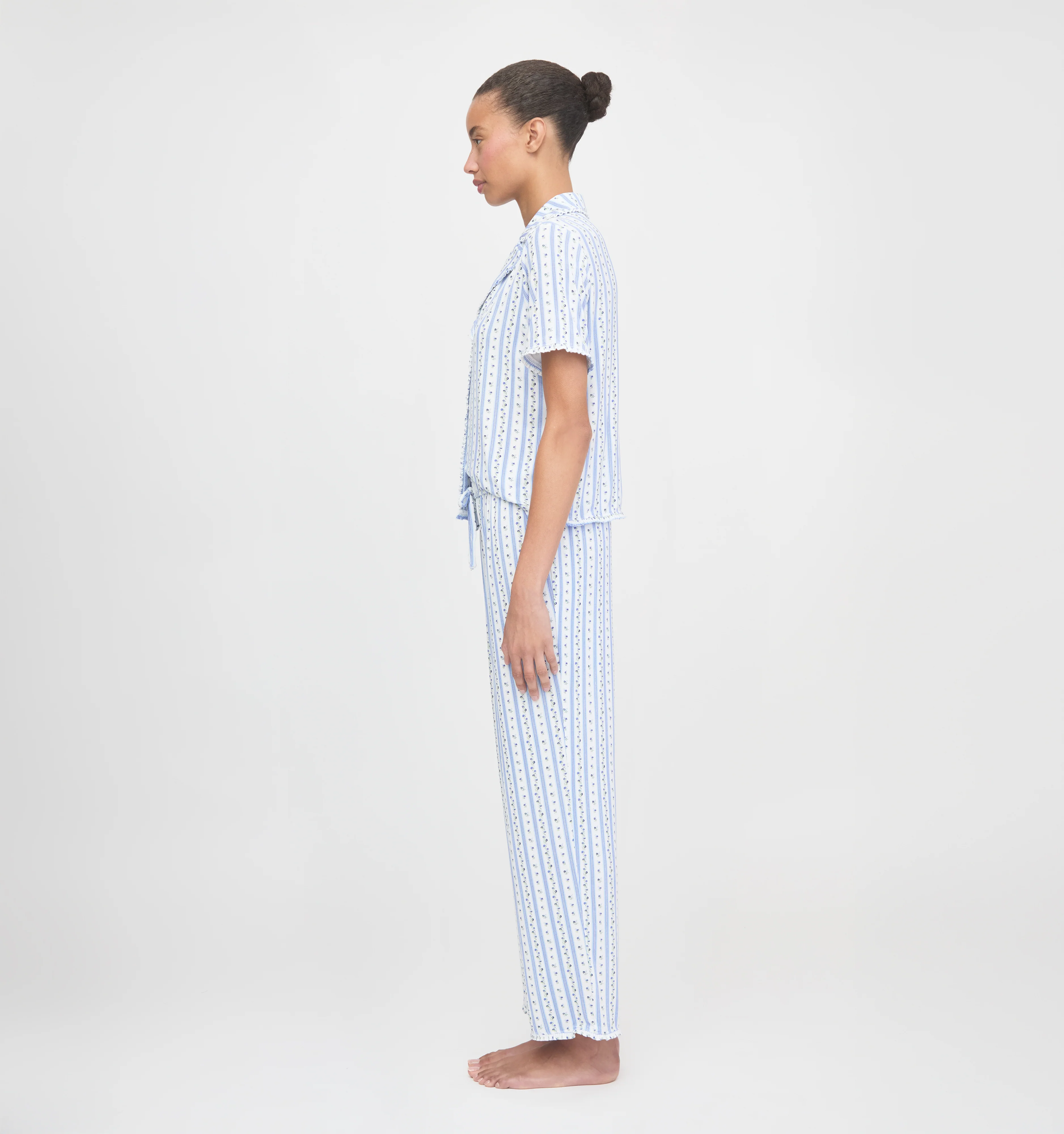 The Marina Pajama Set - Blue Petal Stripe - Image 3