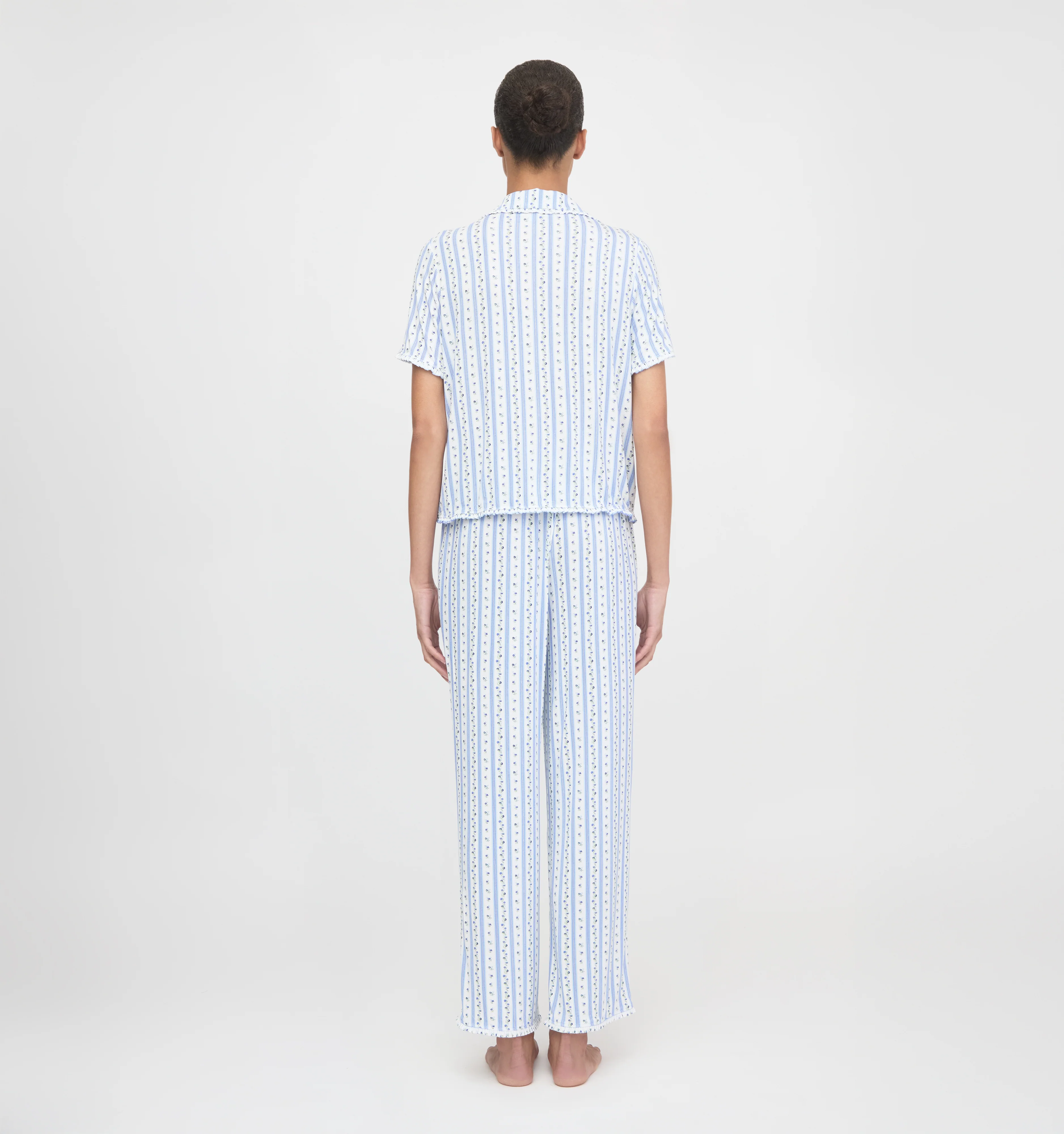 The Marina Pajama Set - Blue Petal Stripe - Image 4