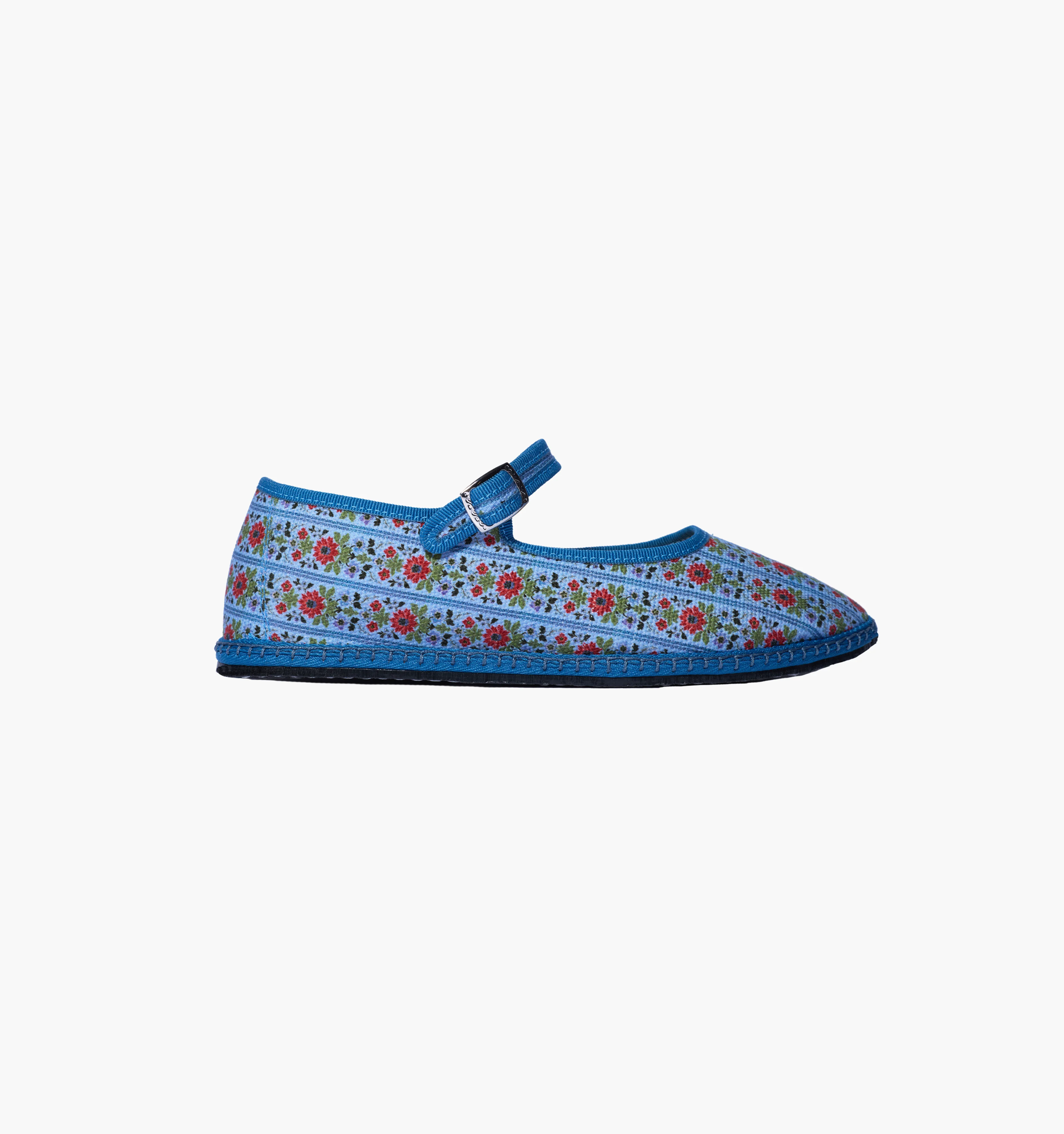 The Hill House x Vibi Venezia Mary Jane Flats - Blue Floral Block Stripe - Image 7