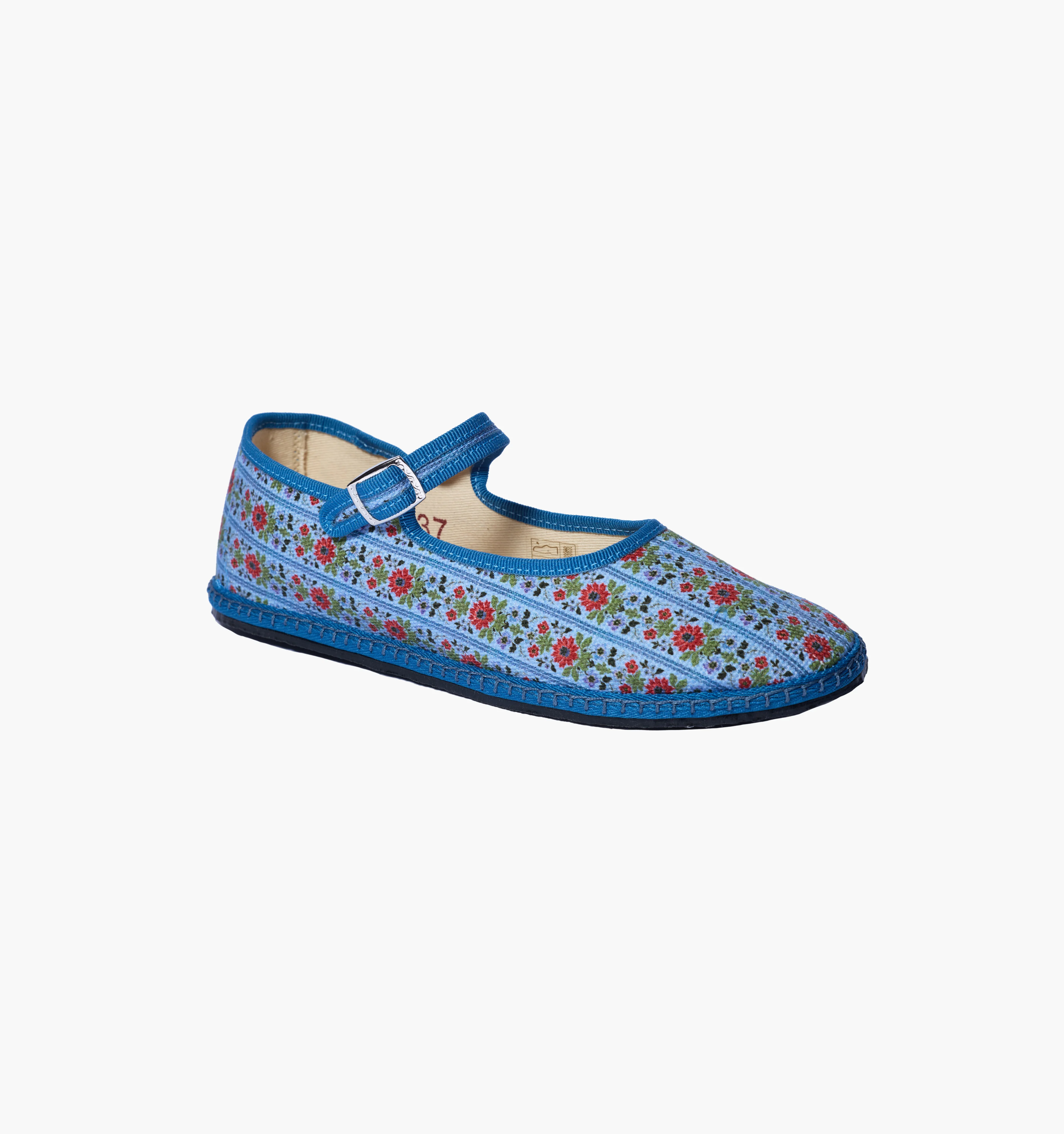 The Hill House x Vibi Venezia Mary Jane Flats - Blue Floral Block Stripe - Image 8