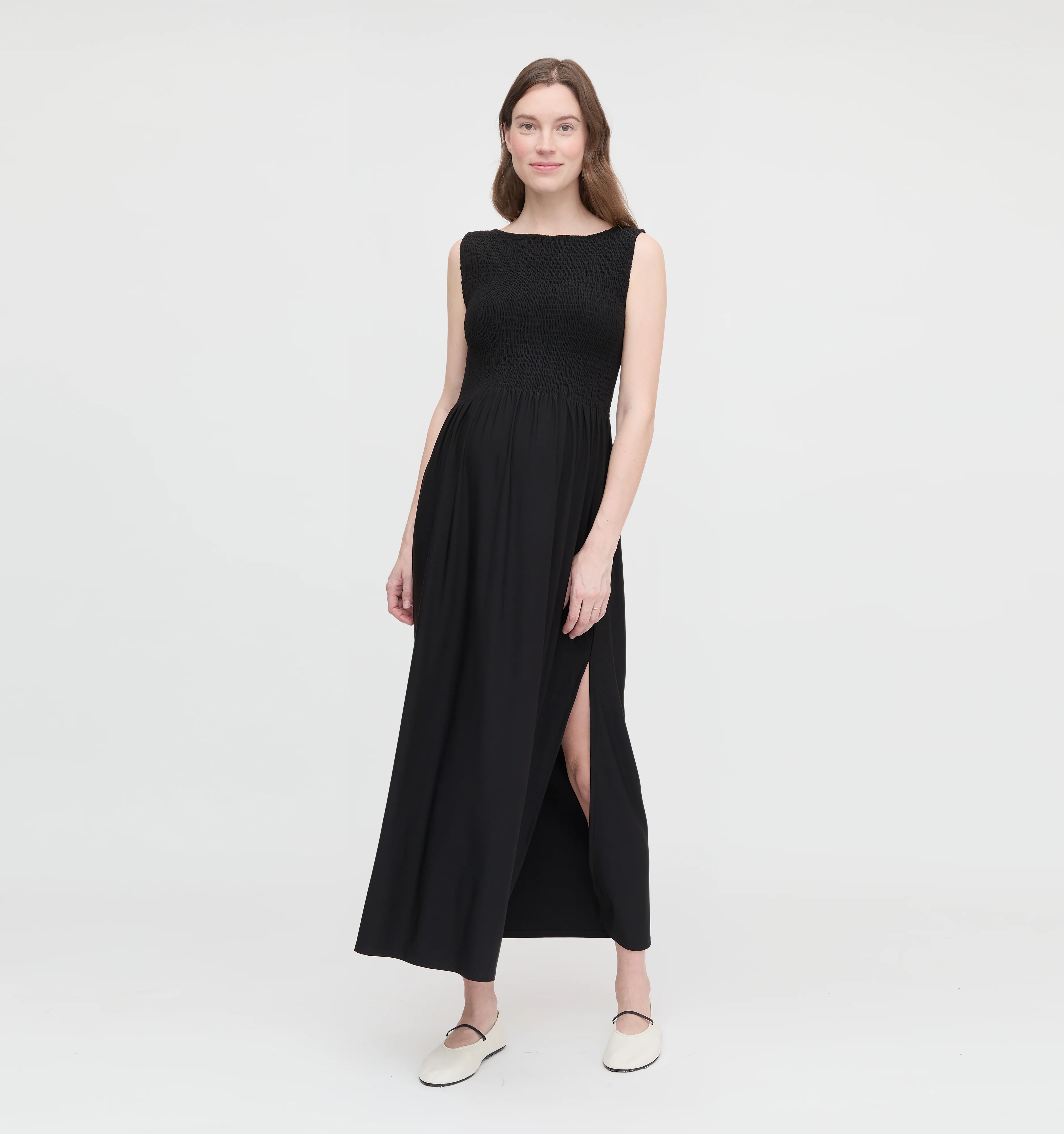 The Maternity Cosima Nap Dress - Black Jersey - Image 3