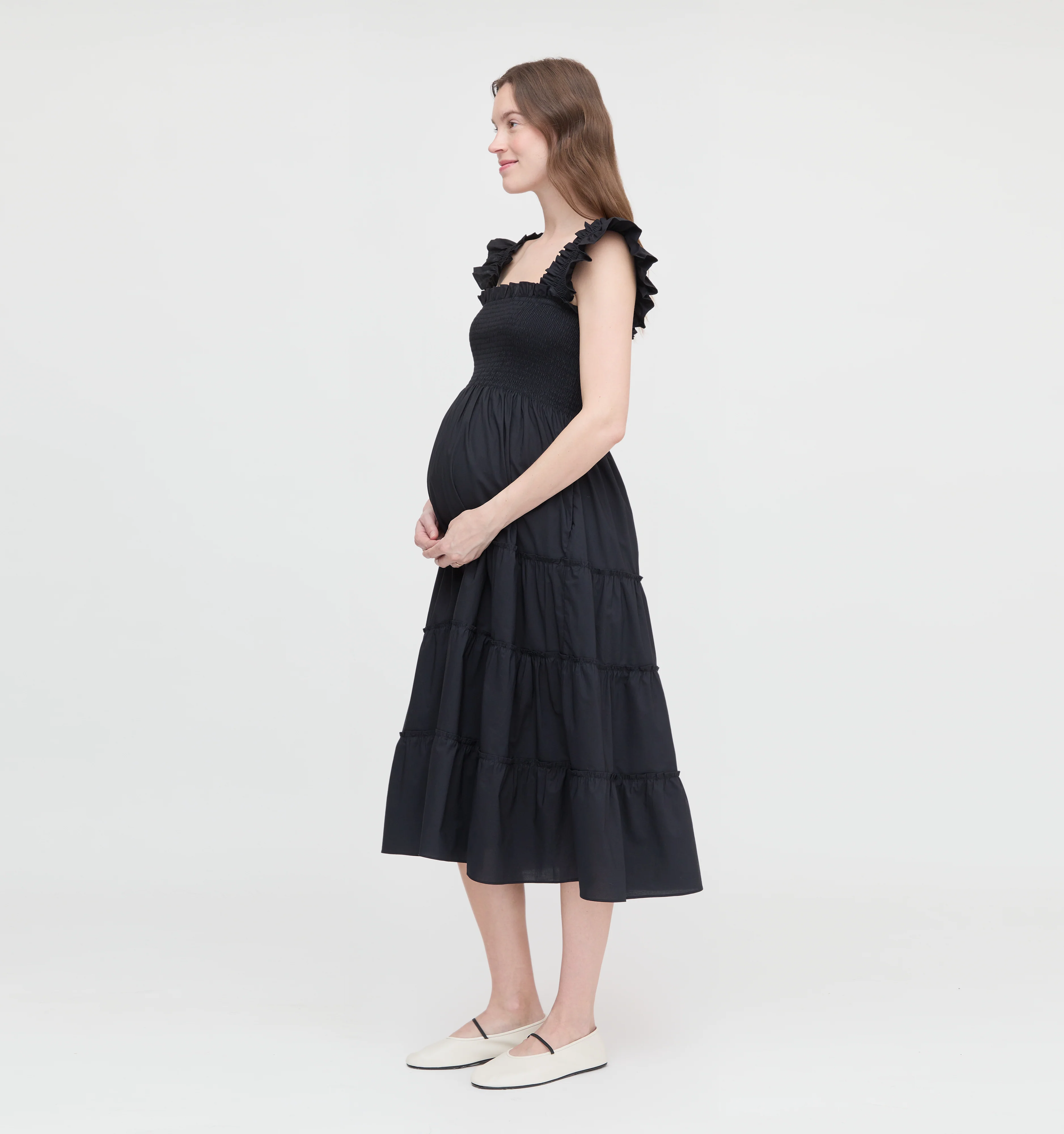 The Maternity Ellie Nap Dress - Black Cotton - Image 2