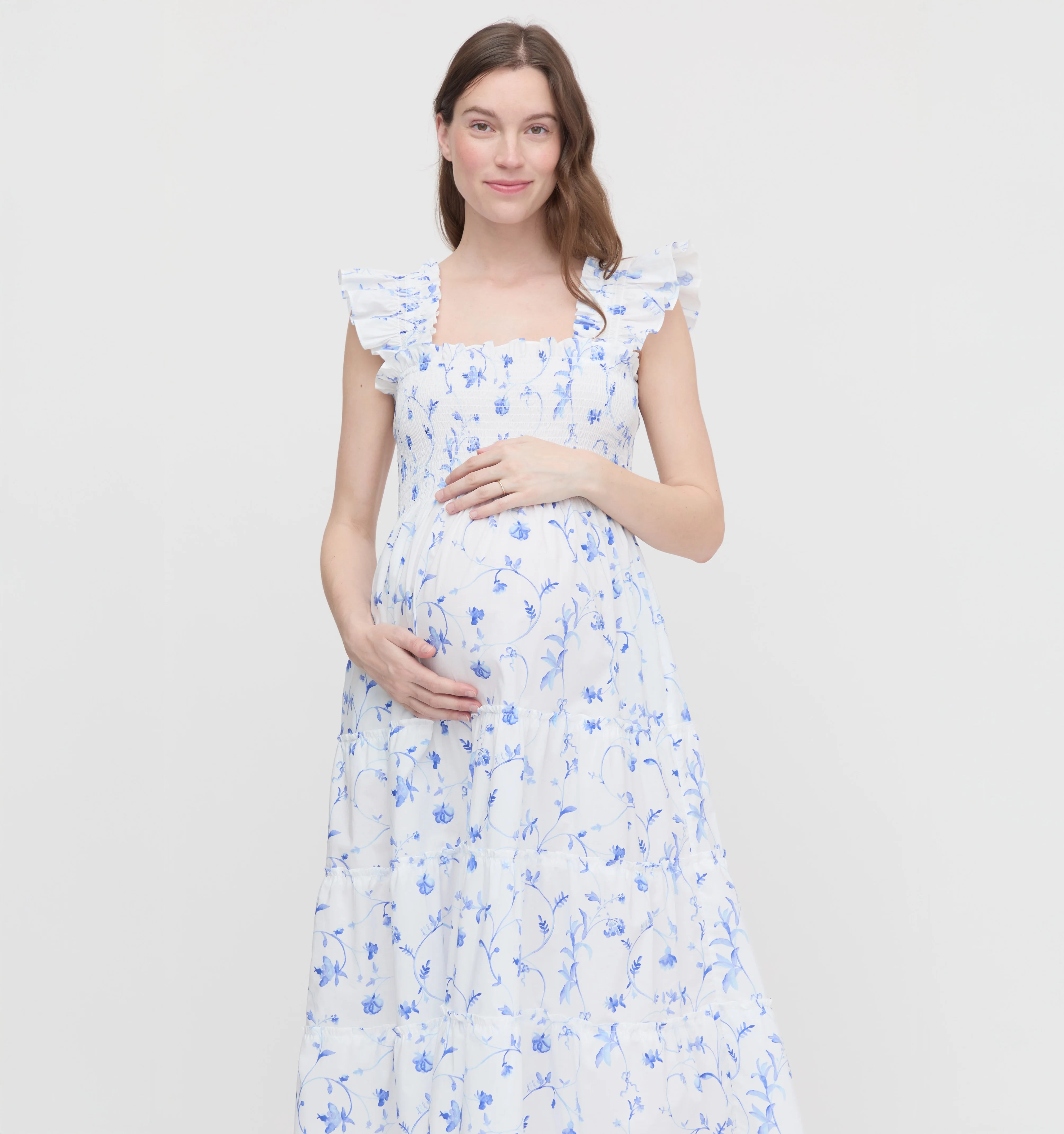 The Maternity Ellie Nap Dress - Blue Botanical - Image 2