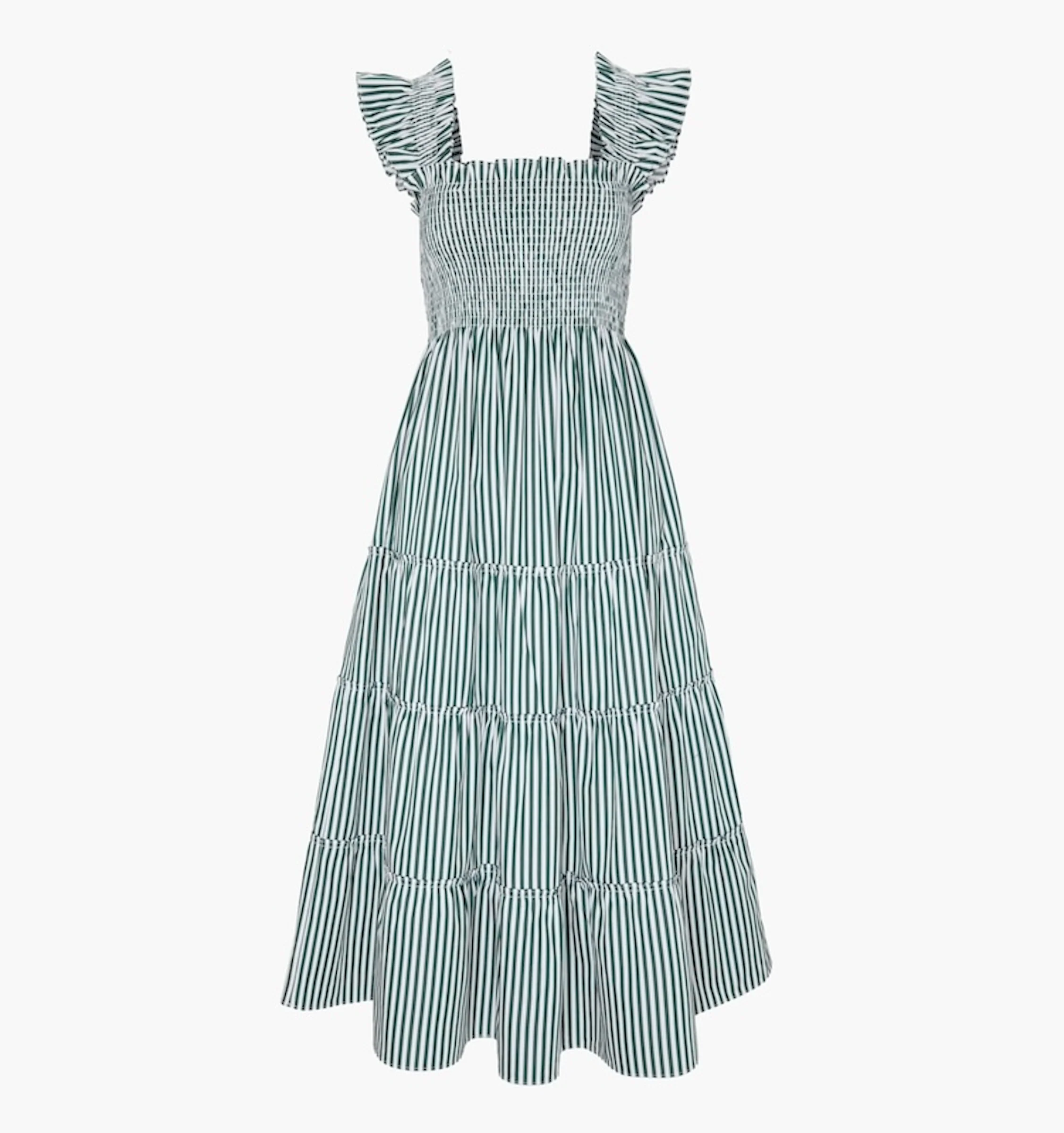 The Maternity Ellie Nap Dress - Green Stripe - Image 2
