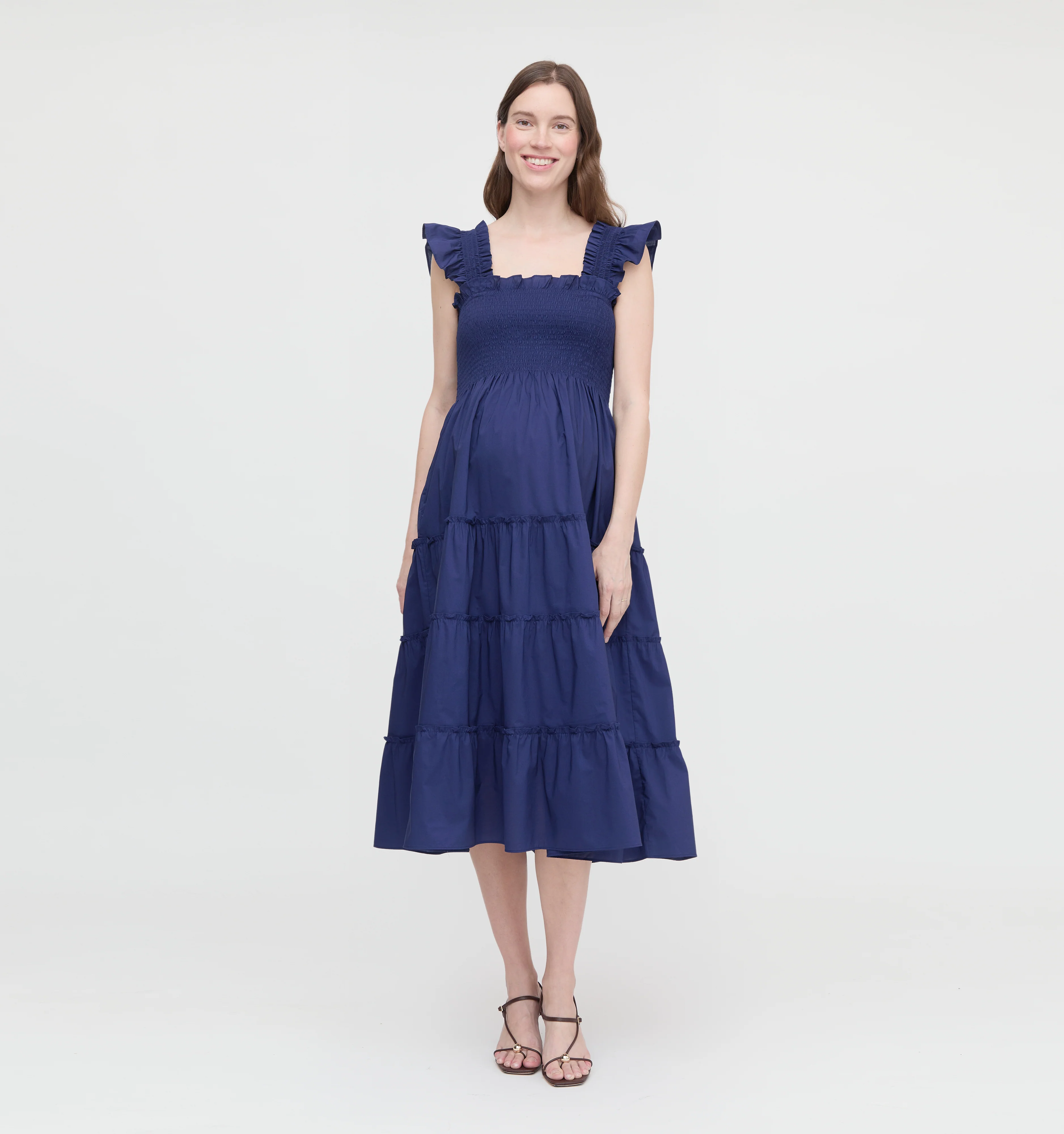 The Maternity Ellie Nap Dress - Navy Cotton - Image 2