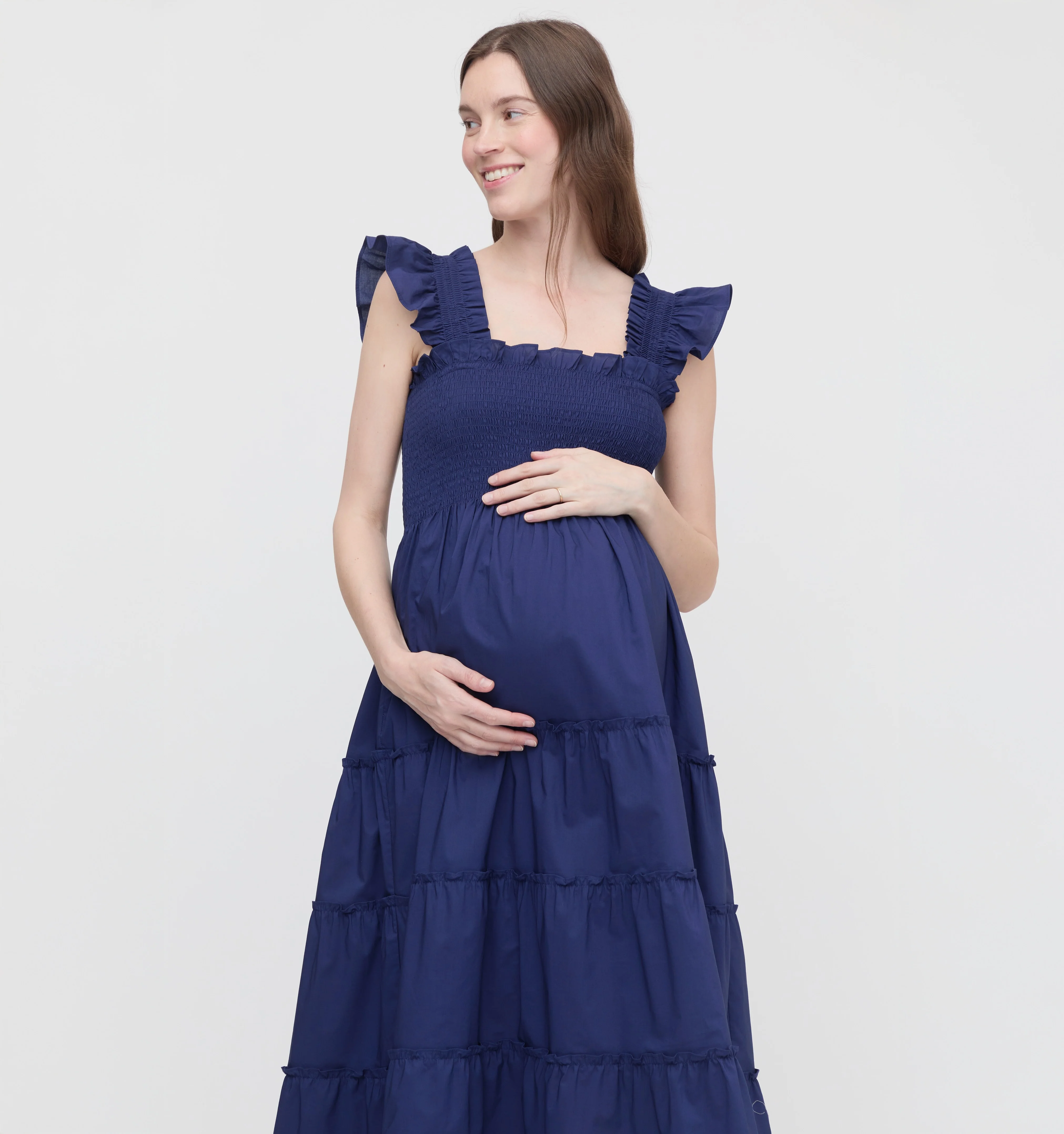 The Maternity Ellie Nap Dress - Navy Cotton - Image 3