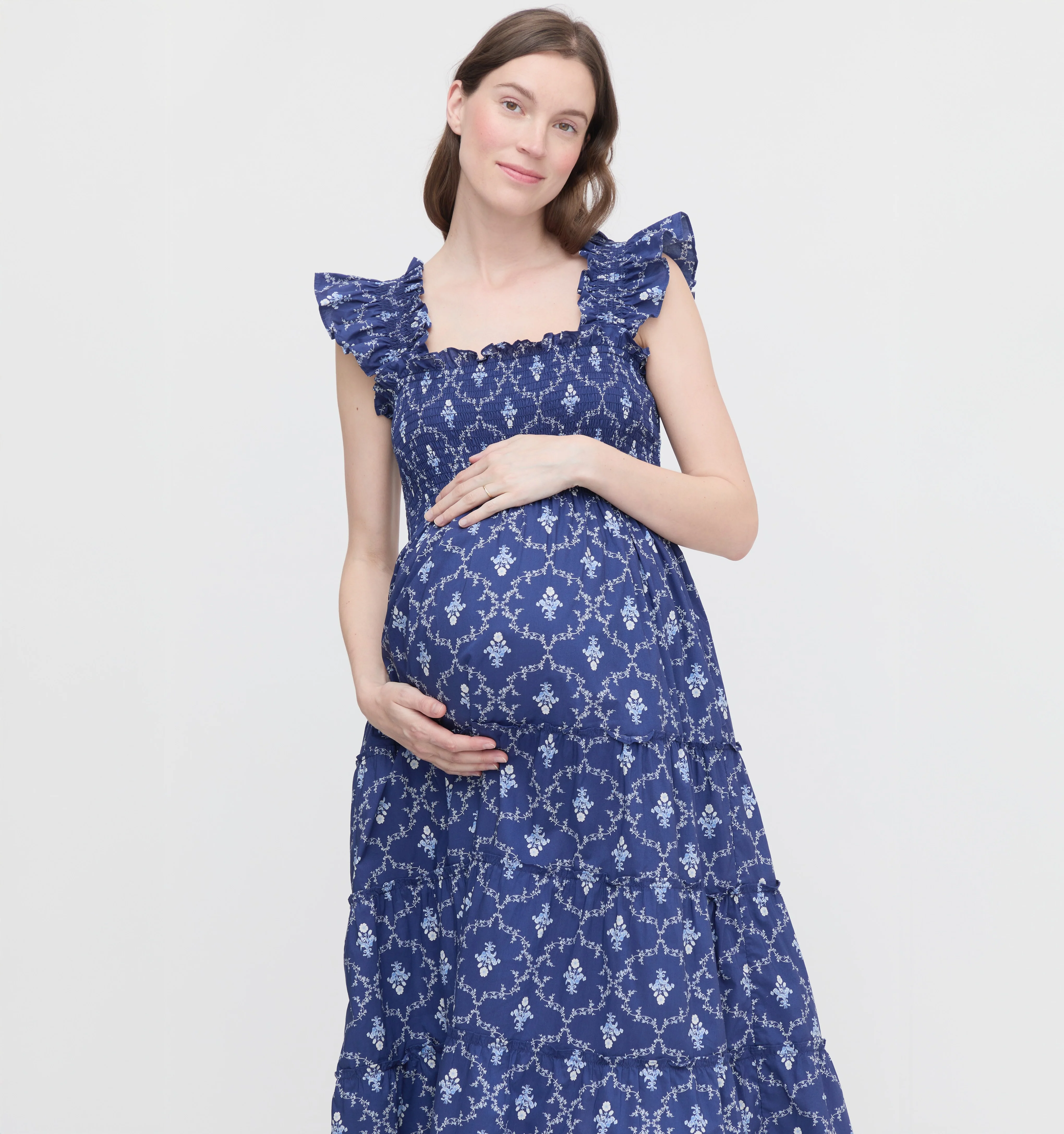 The Maternity Ellie Nap Dress - Navy Trellis - Image 3