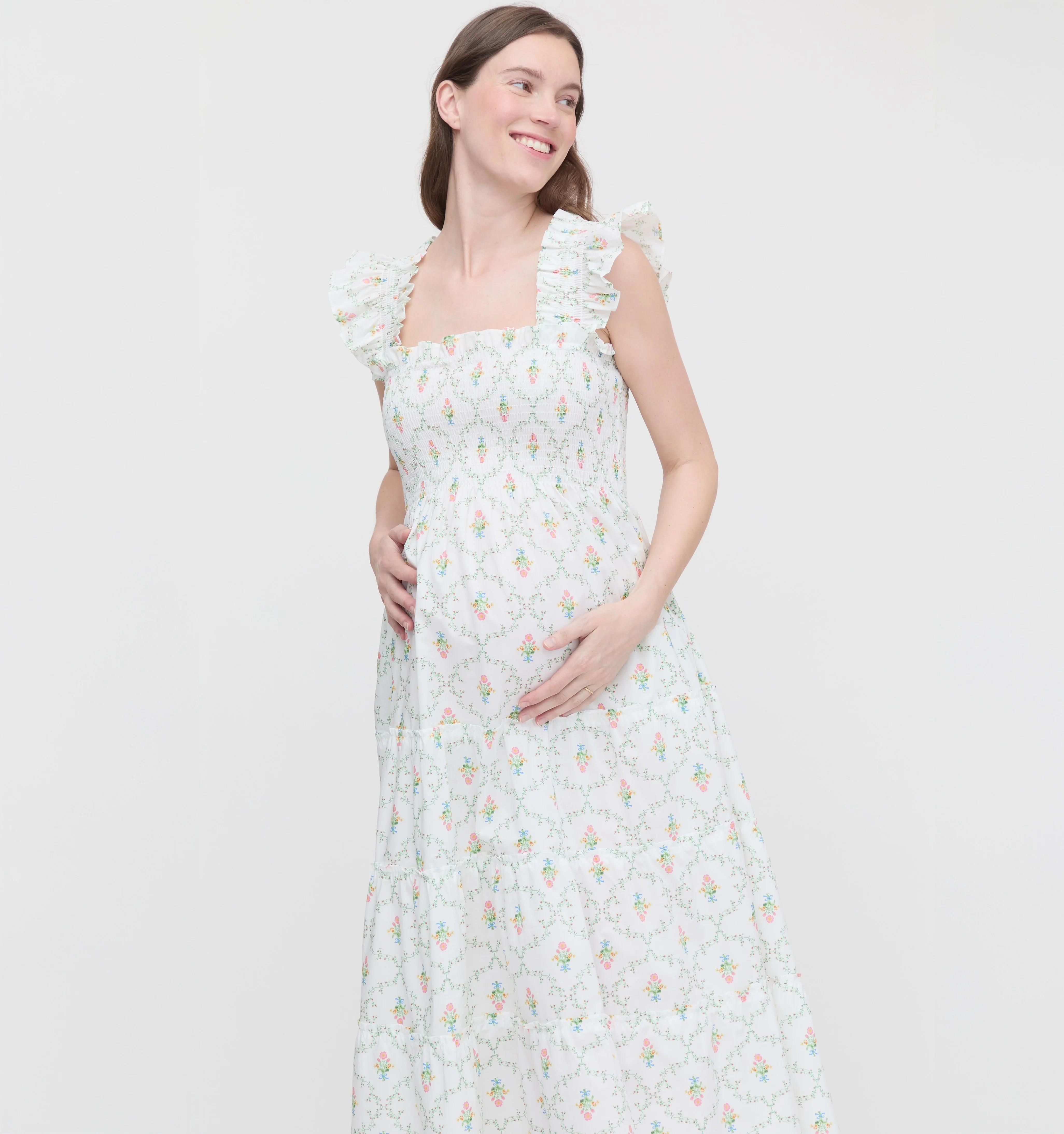 The Maternity Ellie Nap Dress - Pastel Trellis - Image 2