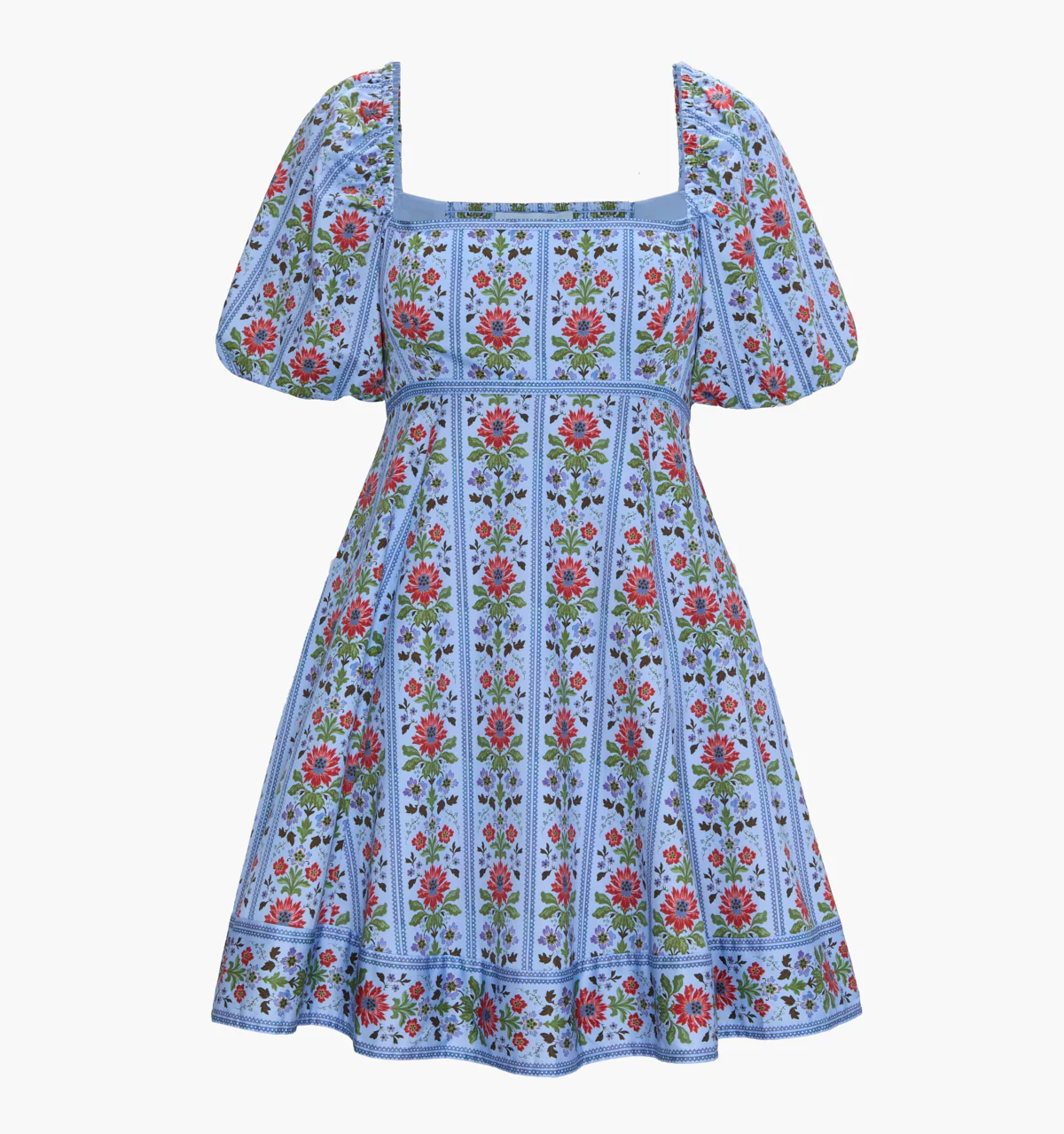 The Matilda Mini Dress - Blue Floral Block Stripe - Image 5