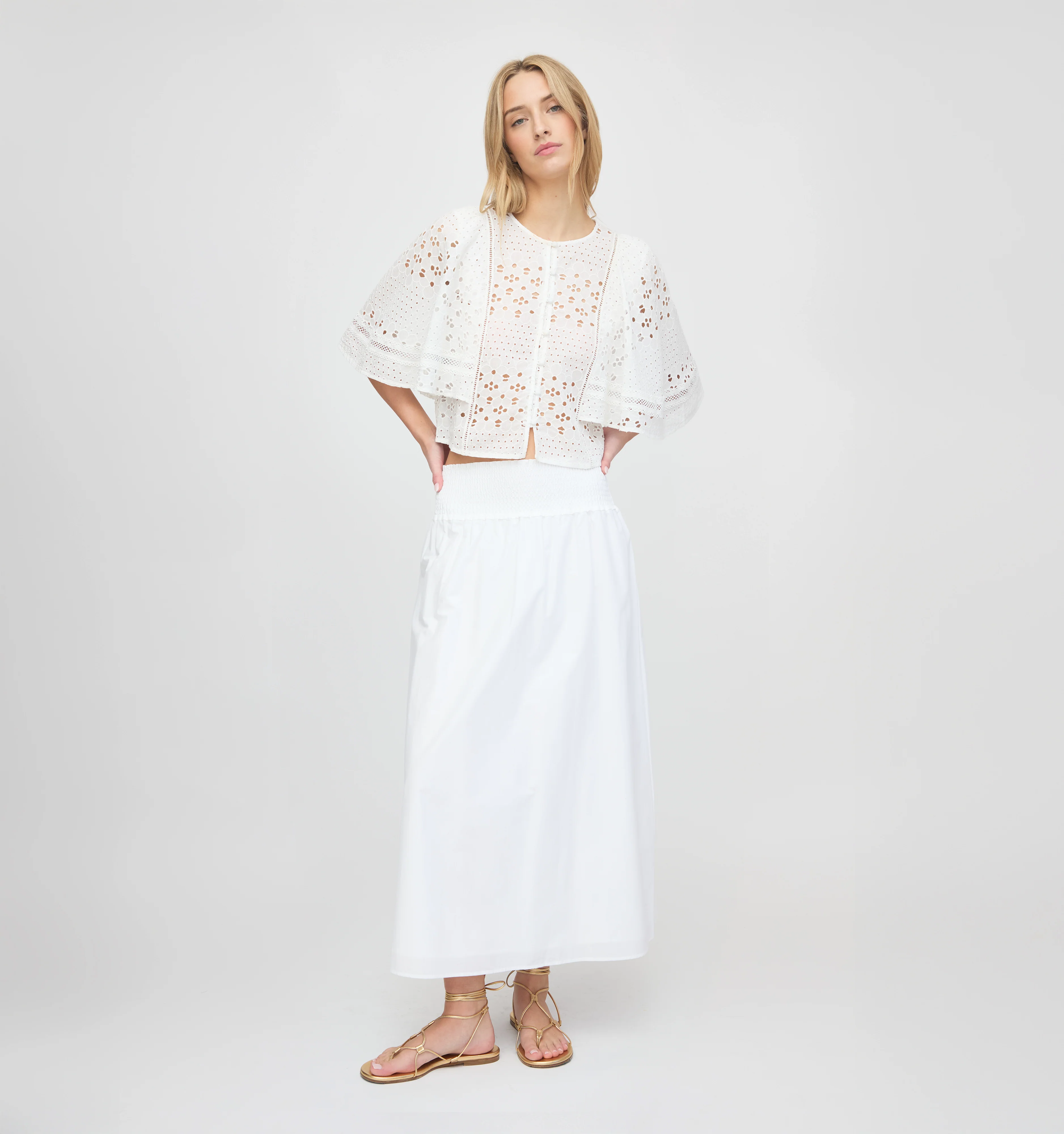 The Meadow Top - White Floral Broderie - Image 9