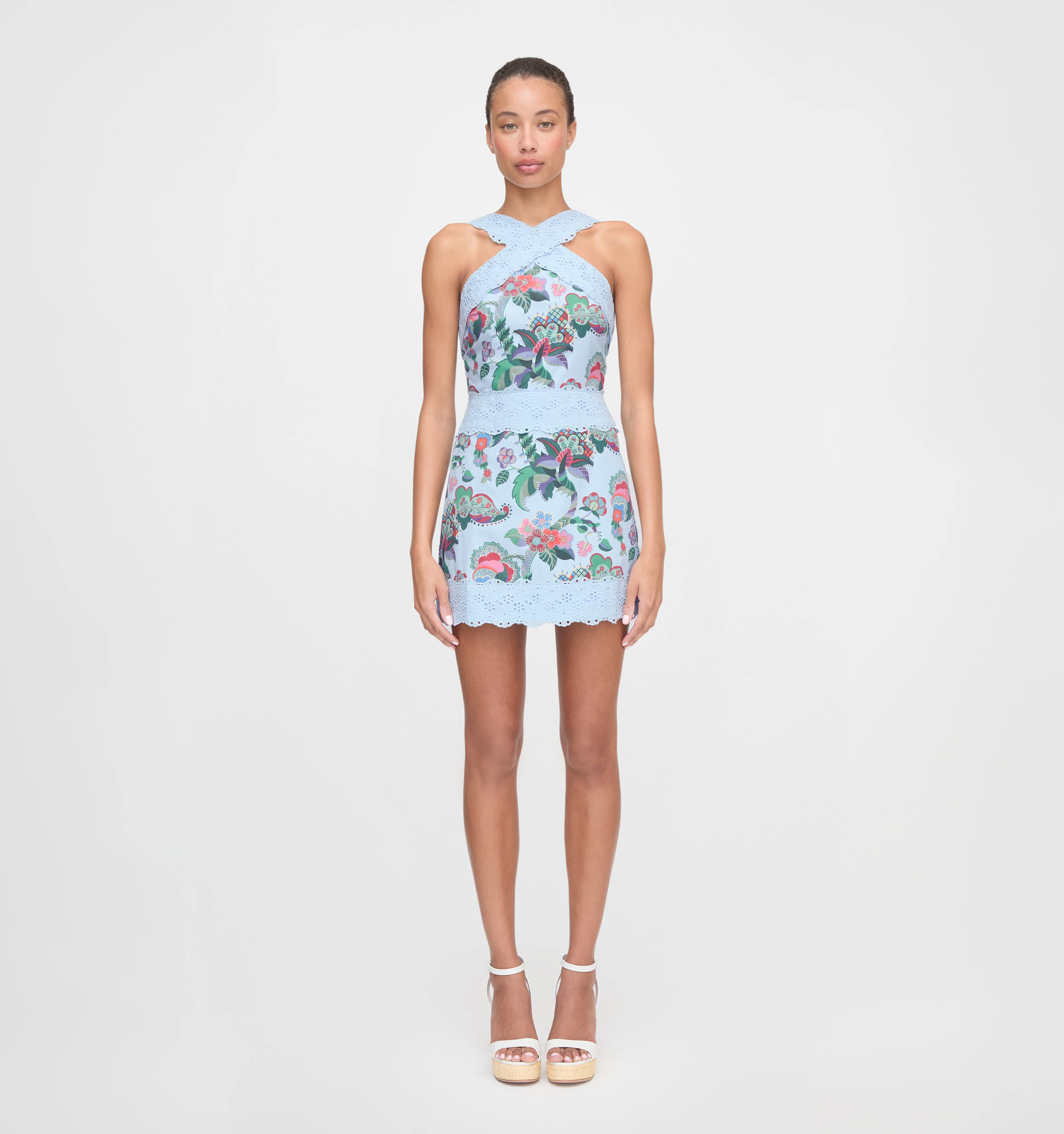 The Meagan Dress - Light Blue Jungle Floral - Image 3