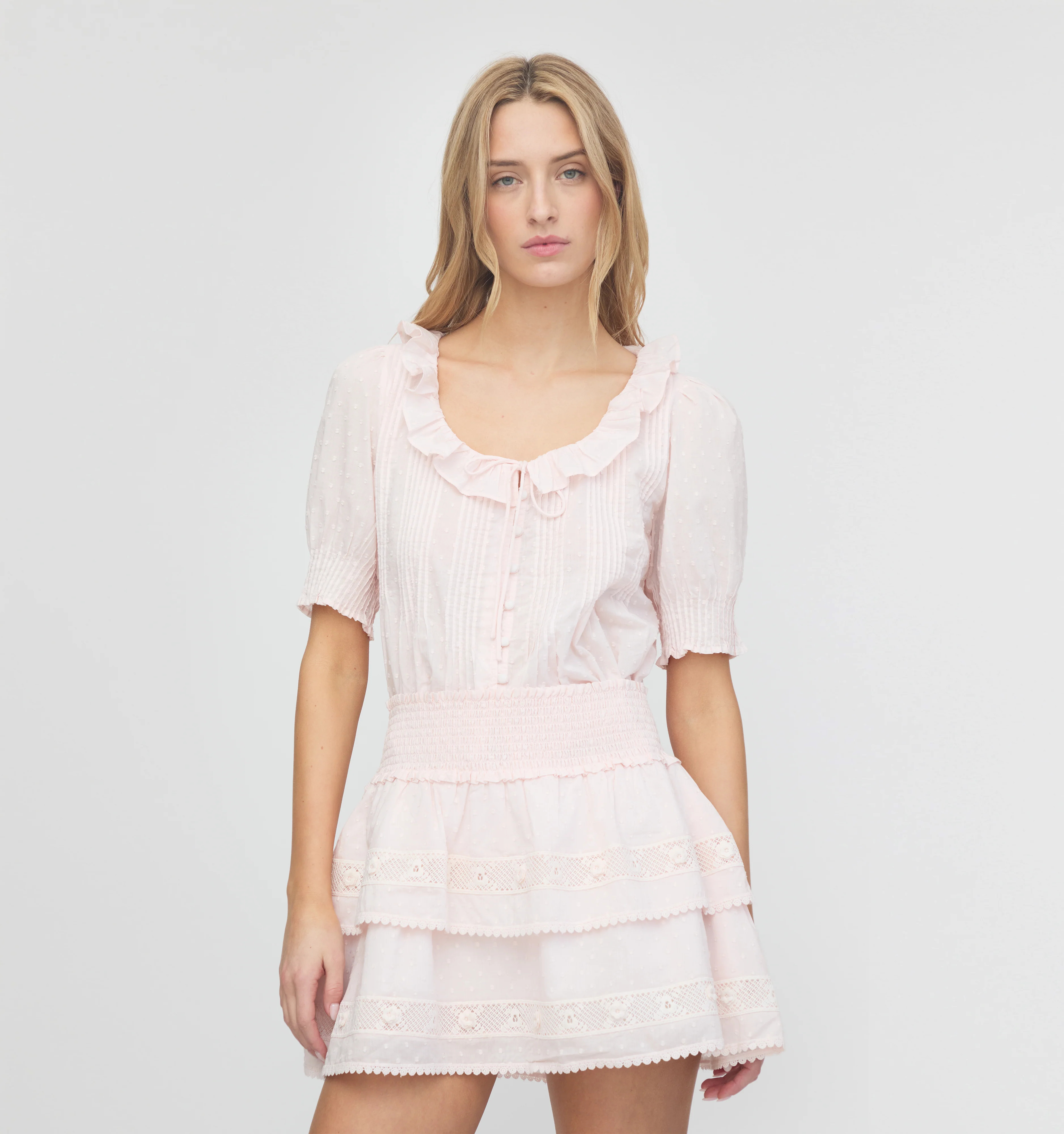 The Meena Skirt - Powder Pink Swiss Dot - Image 7
