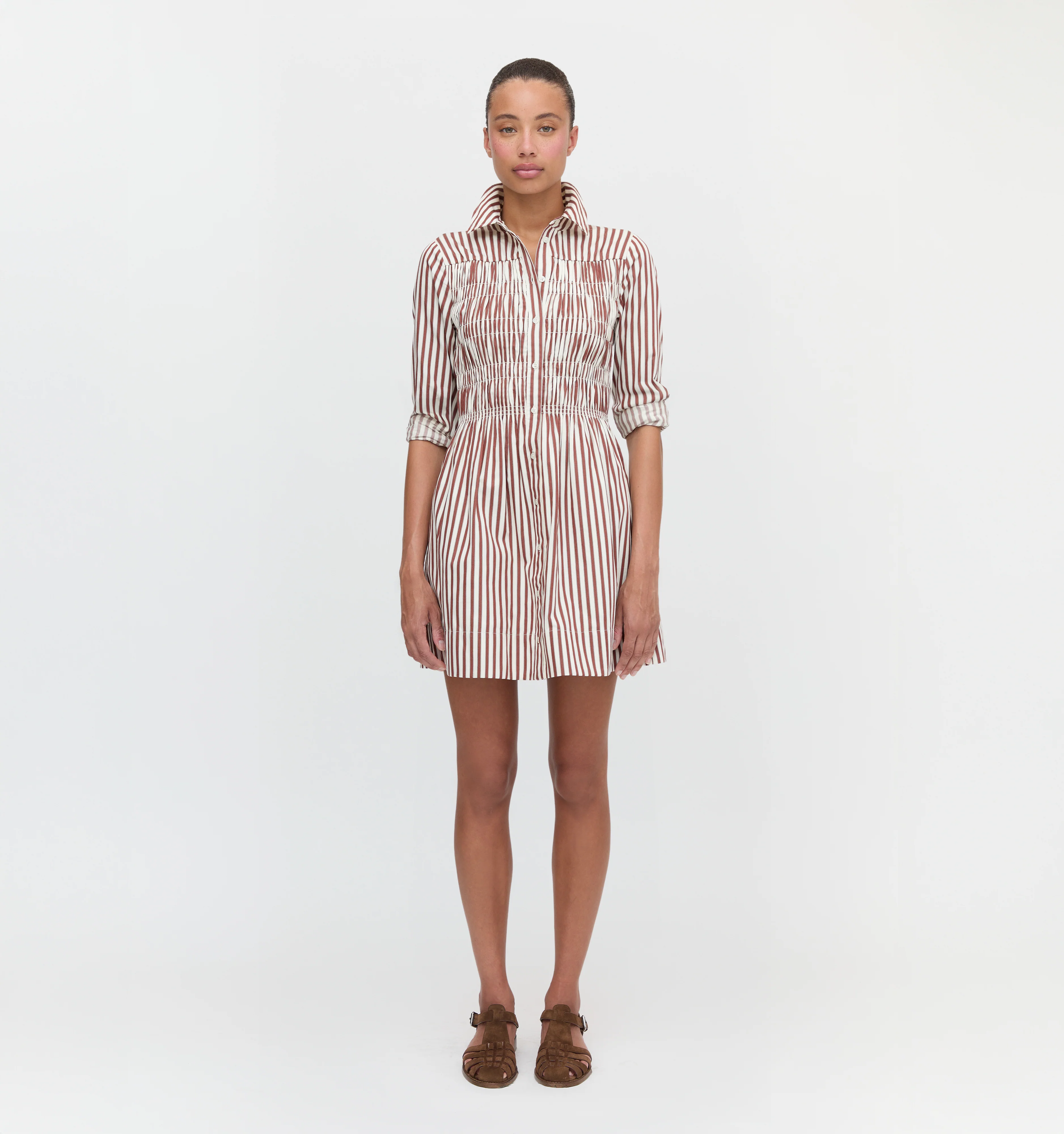 The Mira Dress - Rust Stripe