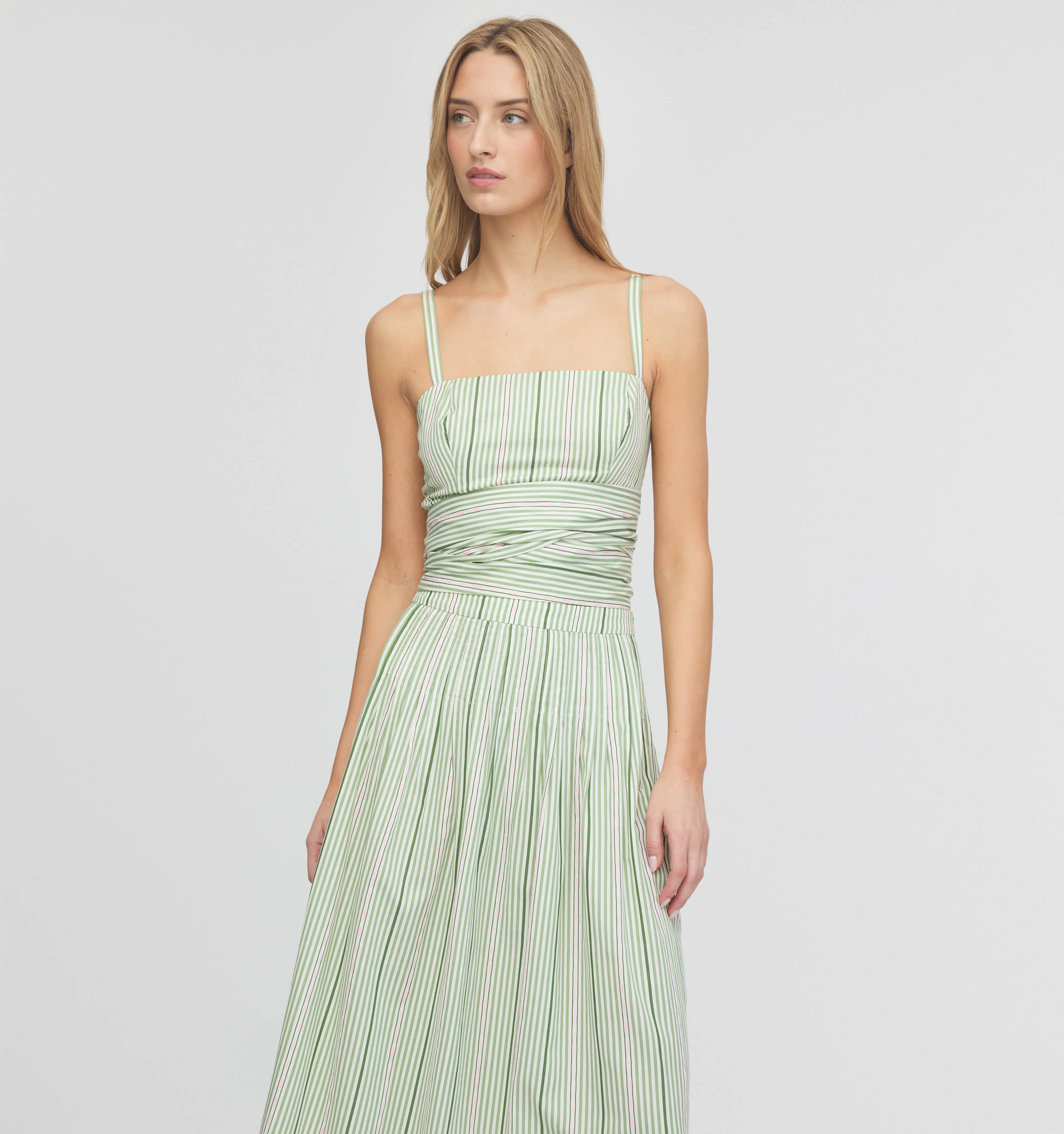 The Miranda Top - Green Jacquard Stripe - Image 3