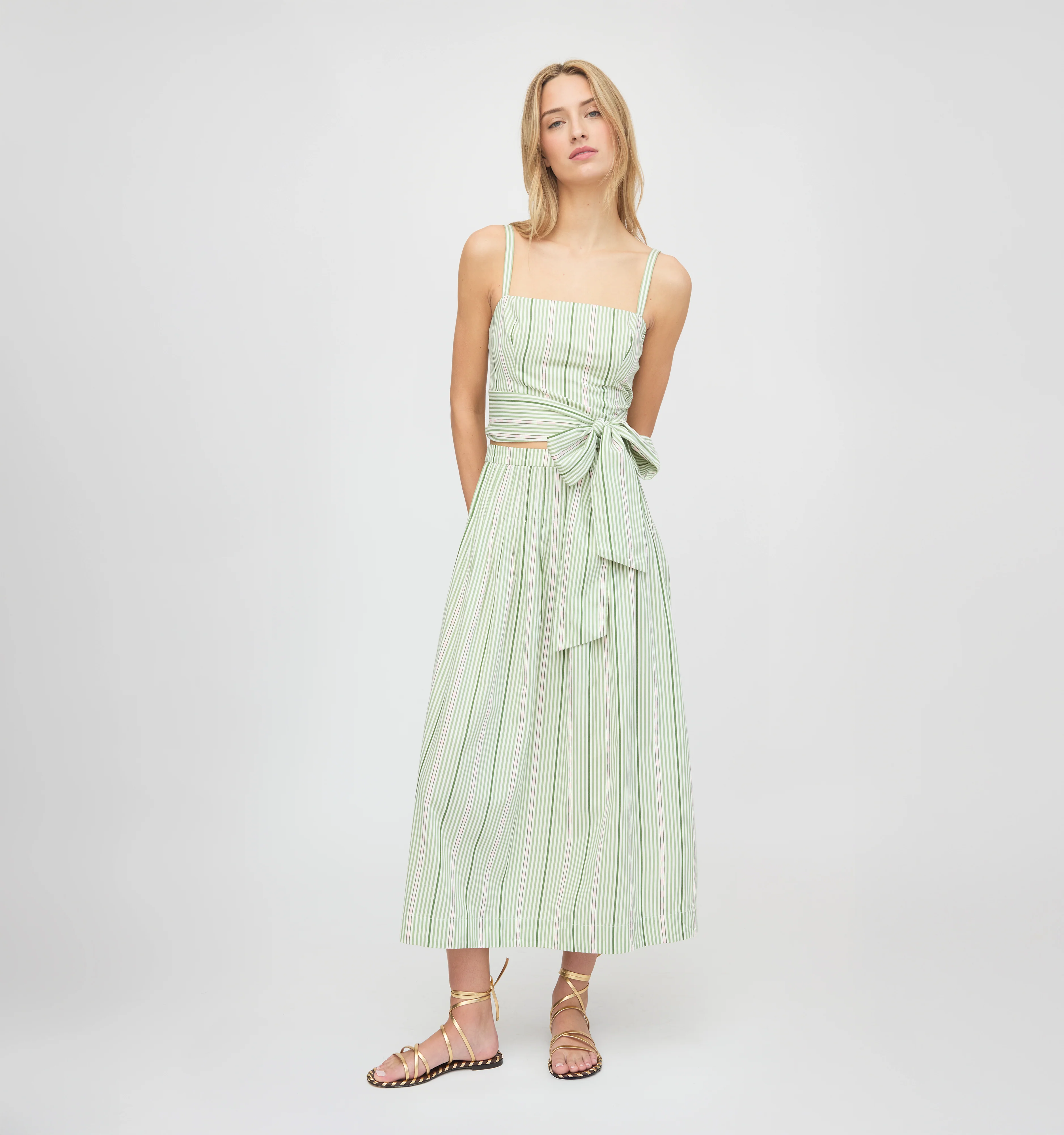 The Miranda Top - Green Jacquard Stripe - Image 4