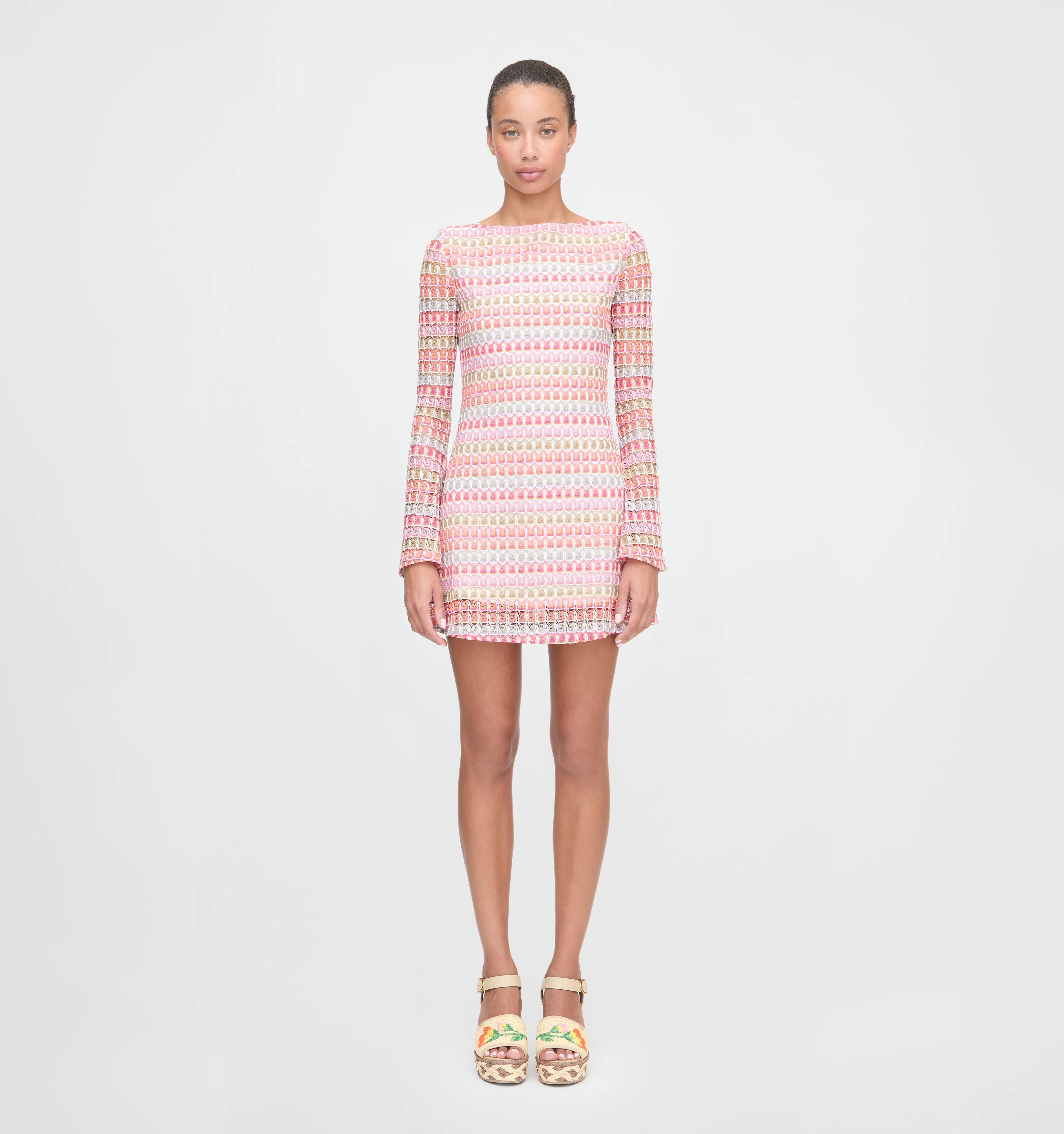 The Nathalie Dress - Pastel Crochet Knit