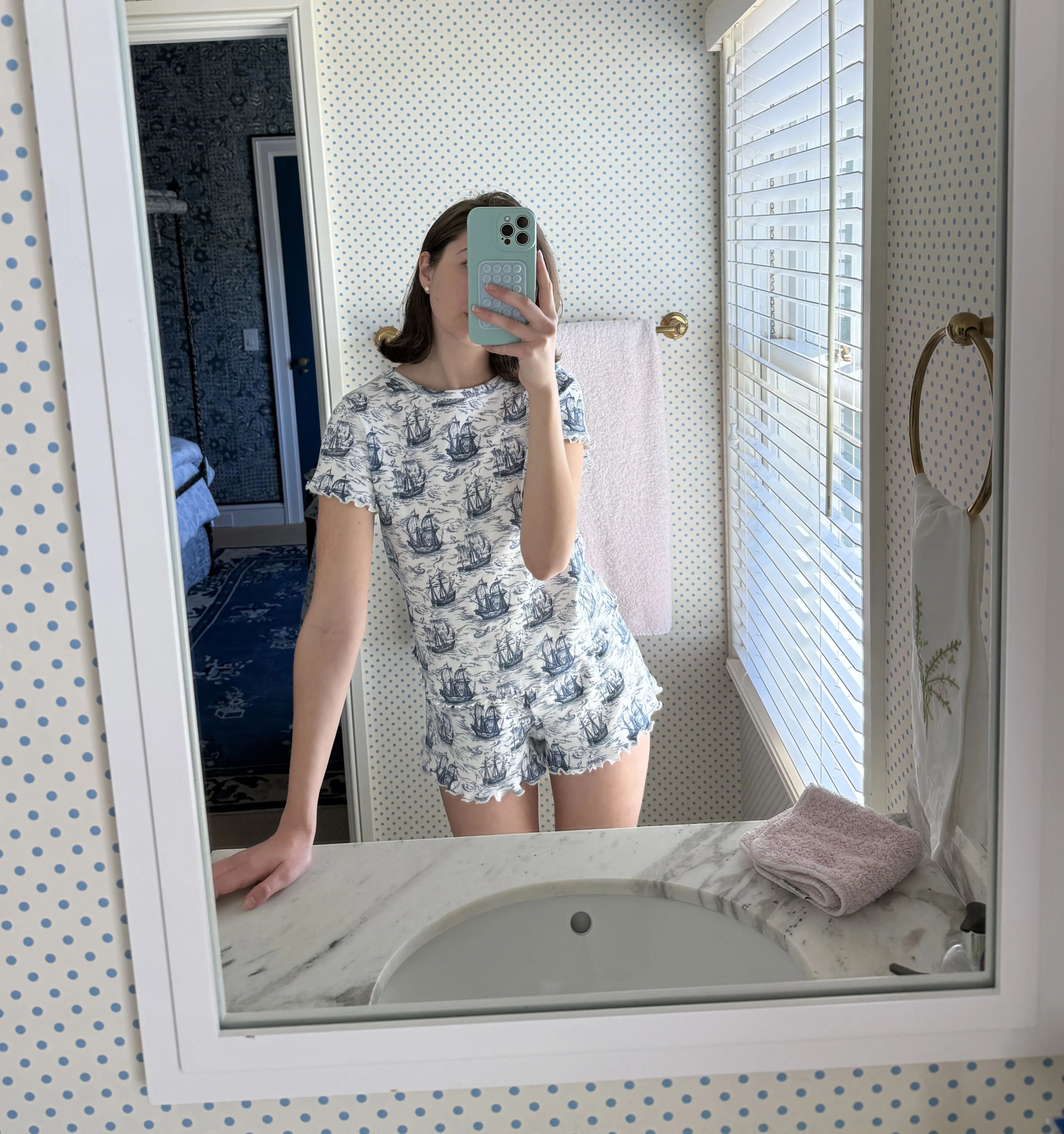 The Nina Pajama Set - Navy Mariner's Toile - Image 5