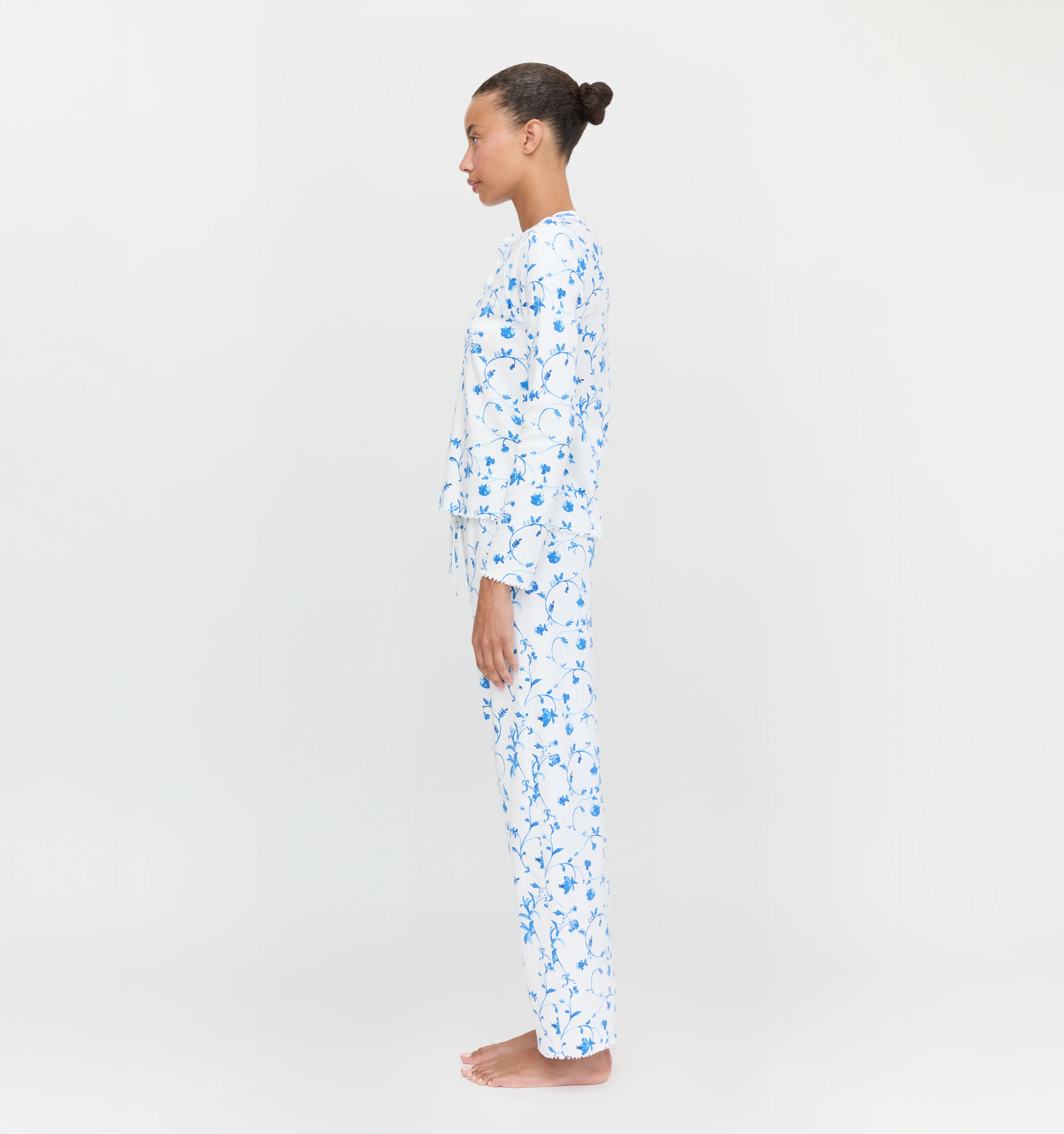 The Olivia Pajama Set - Blue Botanical - Image 3
