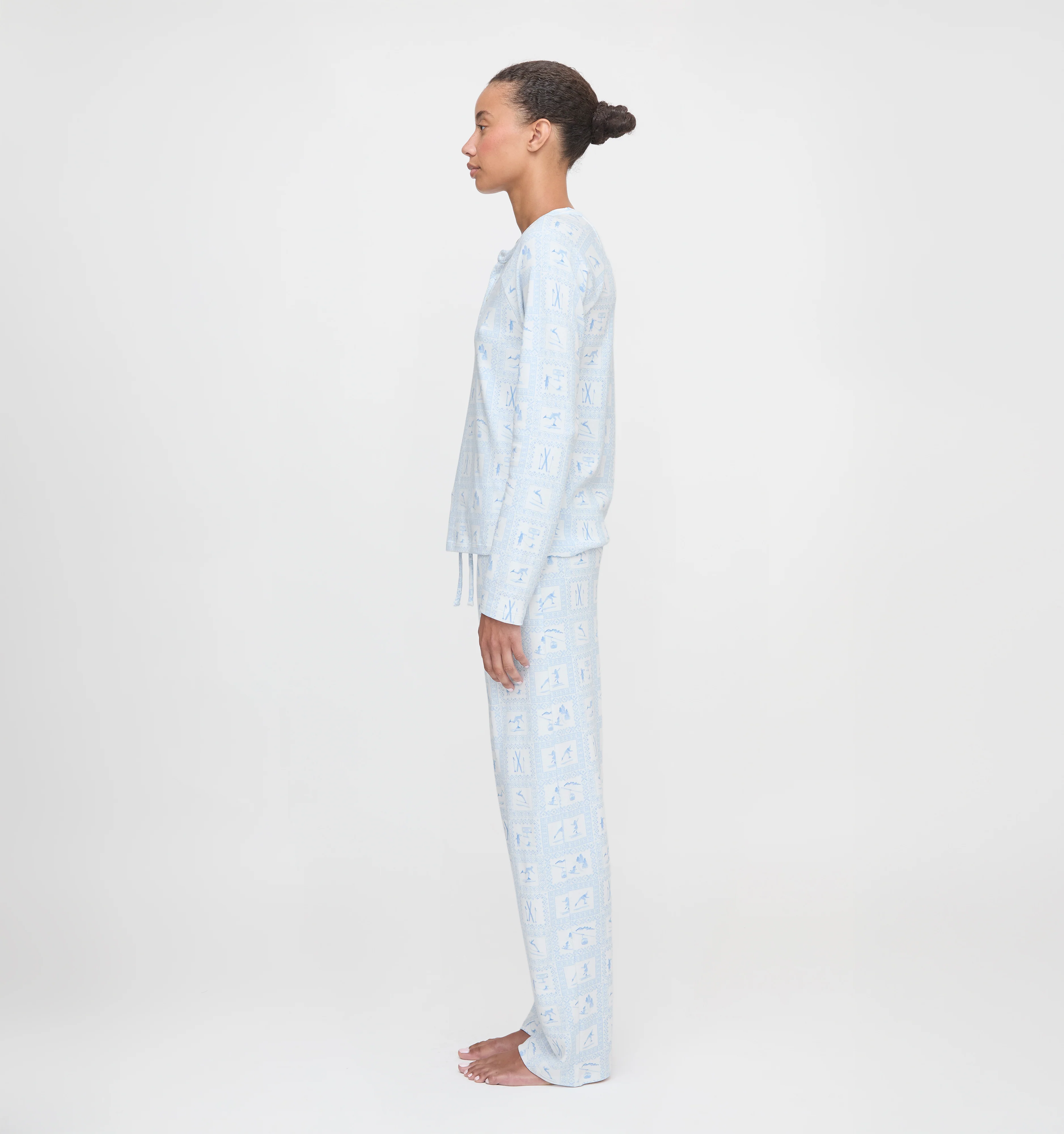 The Olivia Pajama Set - Blue Skiers Toile - Image 4