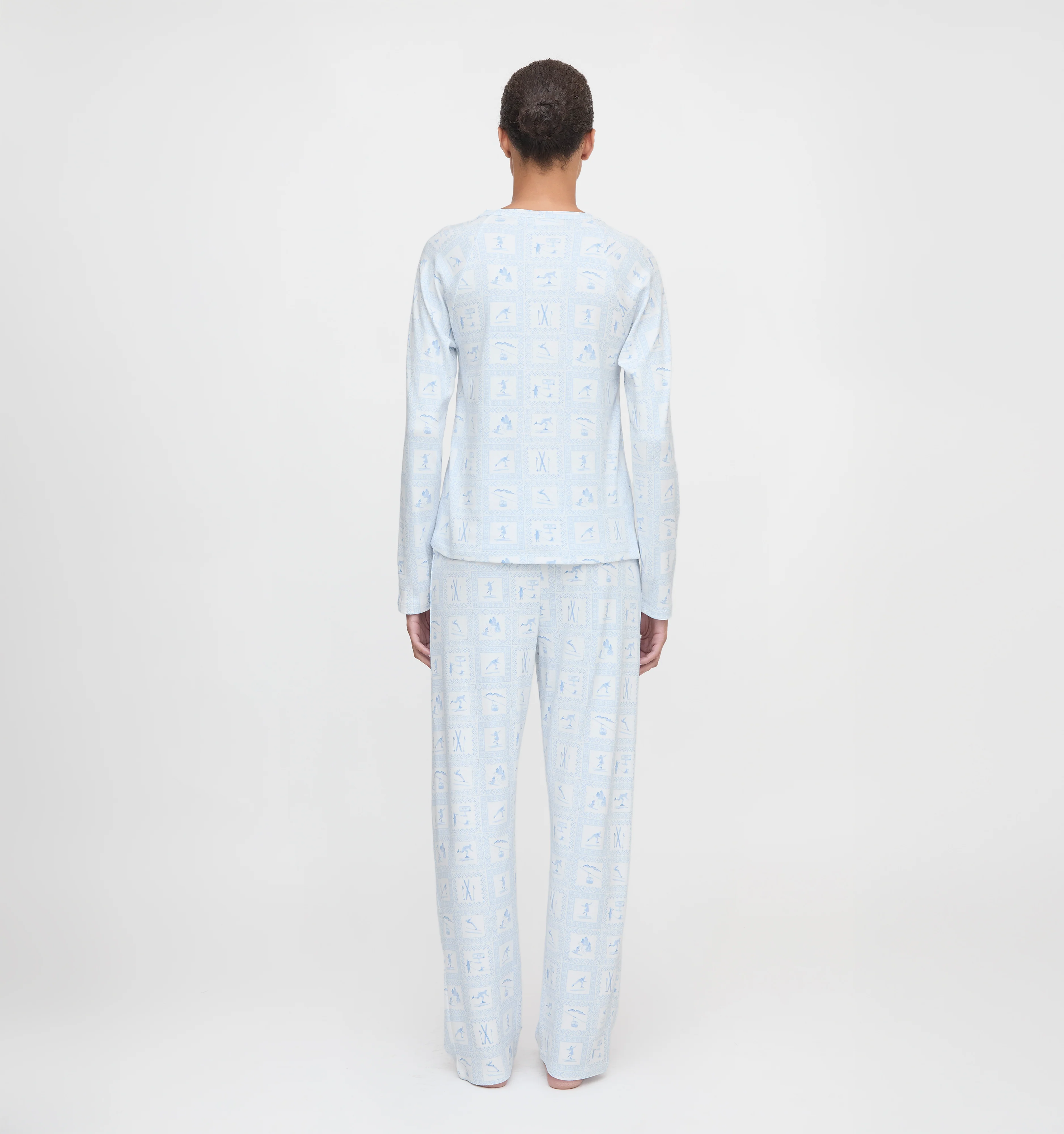 The Olivia Pajama Set - Blue Skiers Toile - Image 5