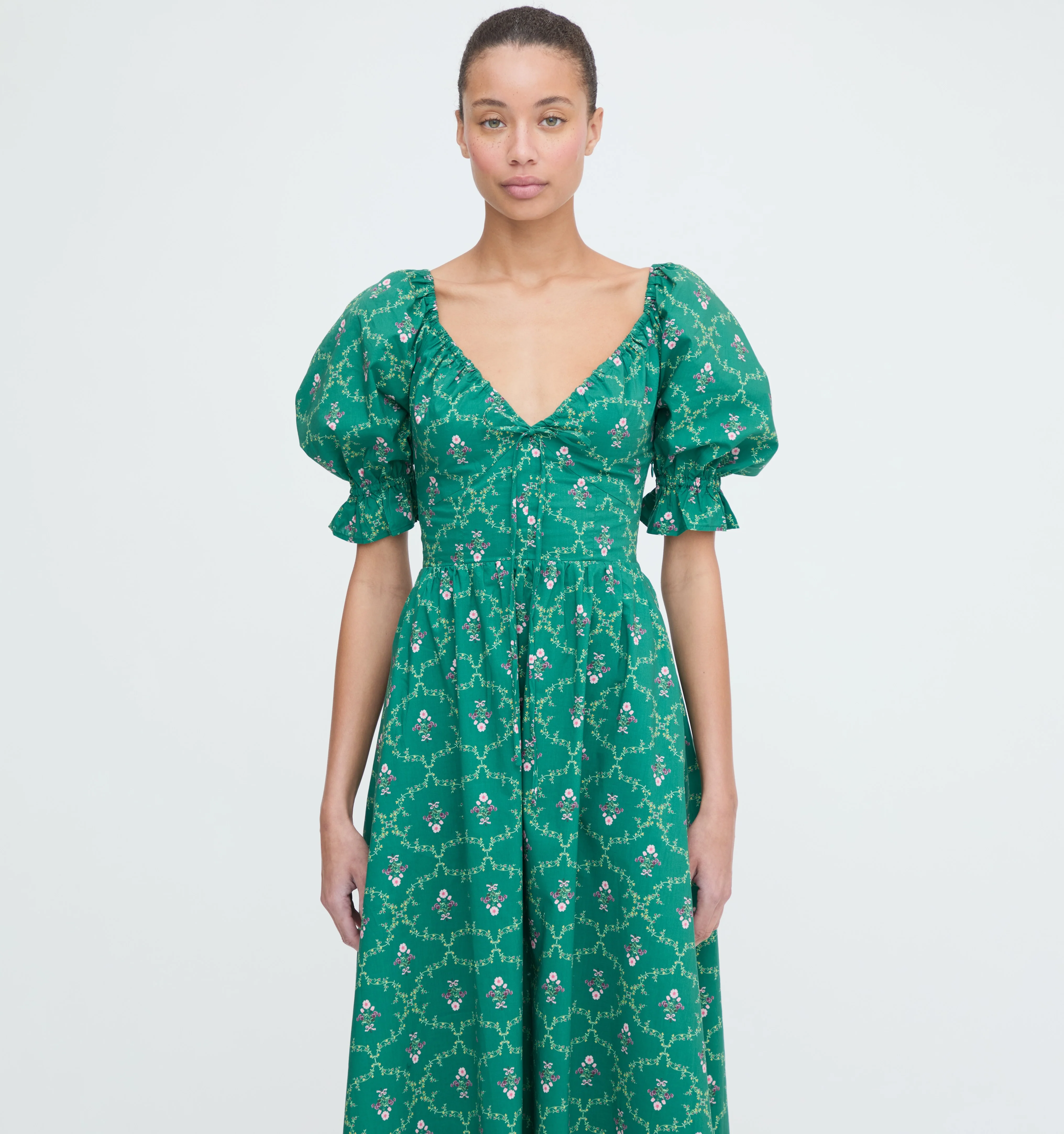 The Ophelia Dress - Emerald Trellis - Image 4