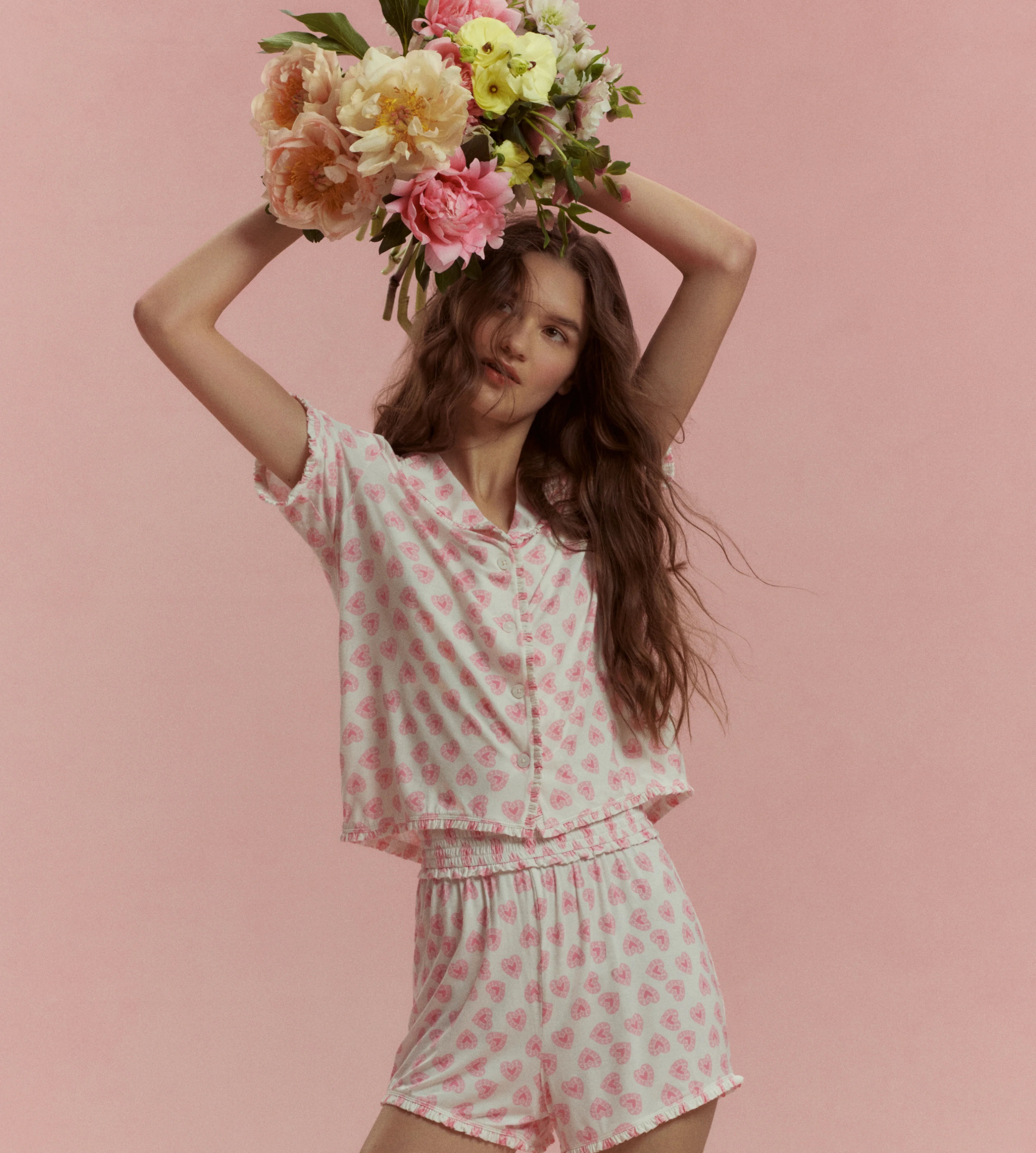 The Paige Pajama Set - Pink Doily Heart - Image 2