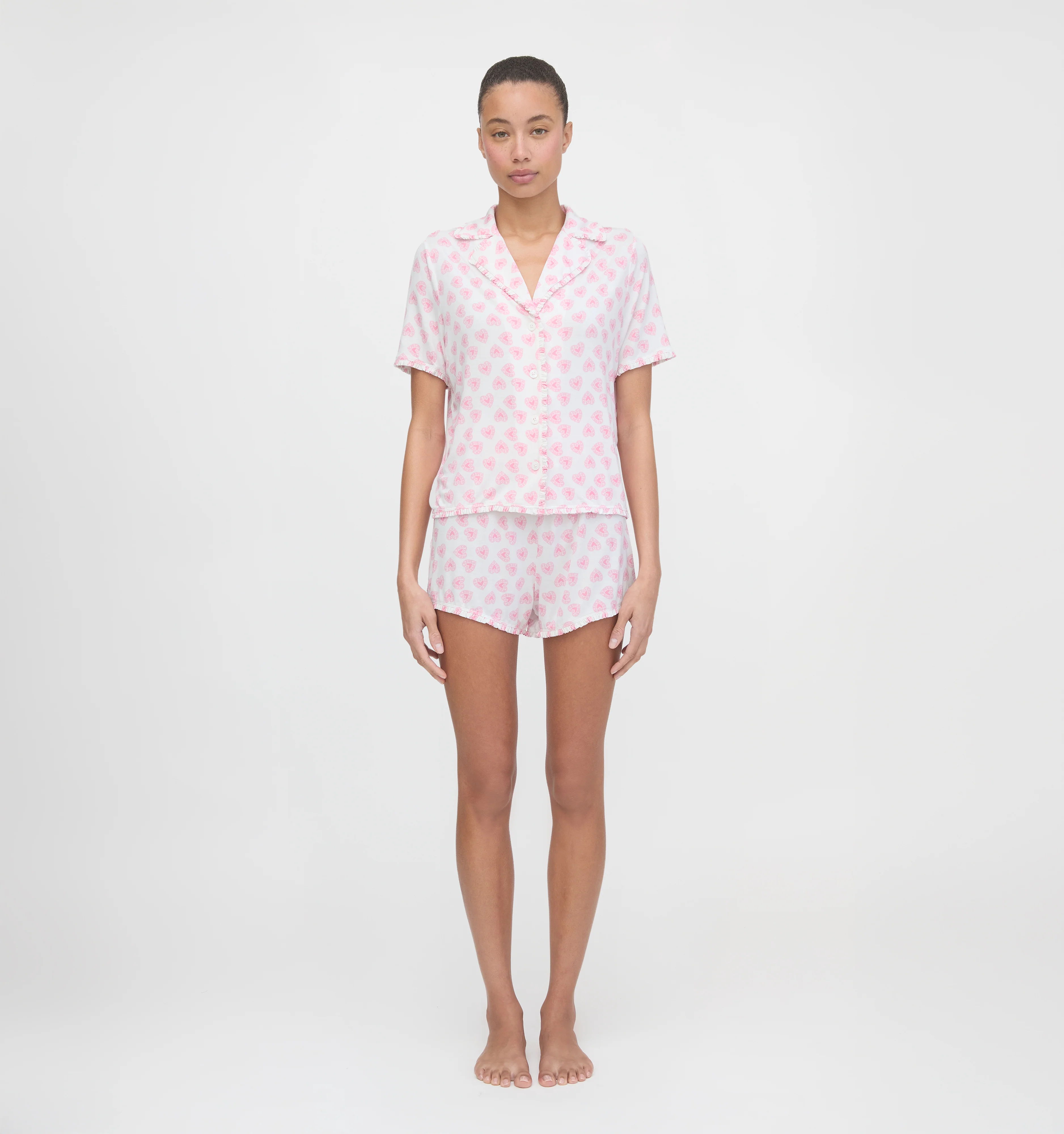 The Paige Pajama Set - Pink Doily Heart - Image 3